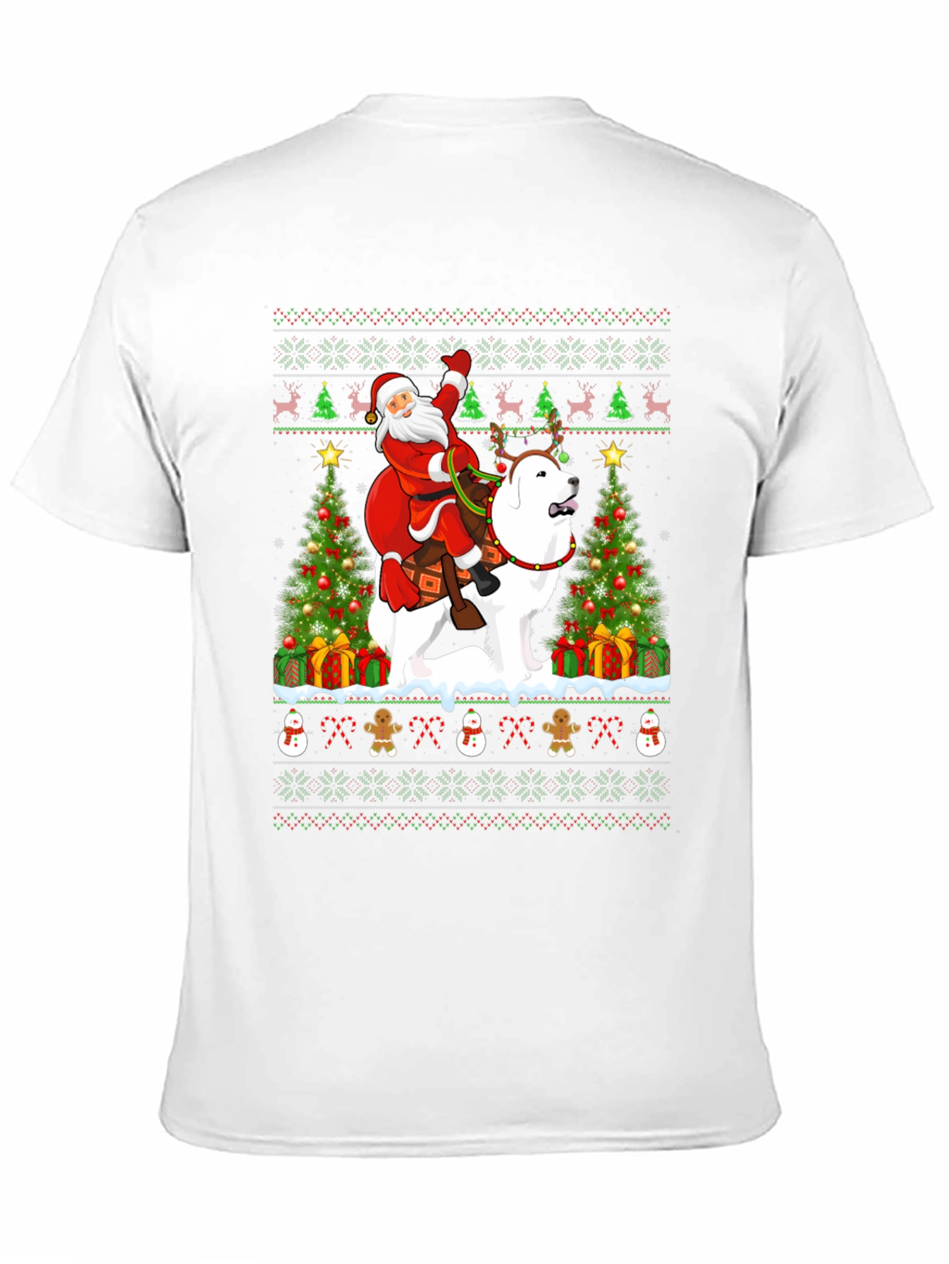 Santa Riding Dog Ugly Christmas T-Shirt