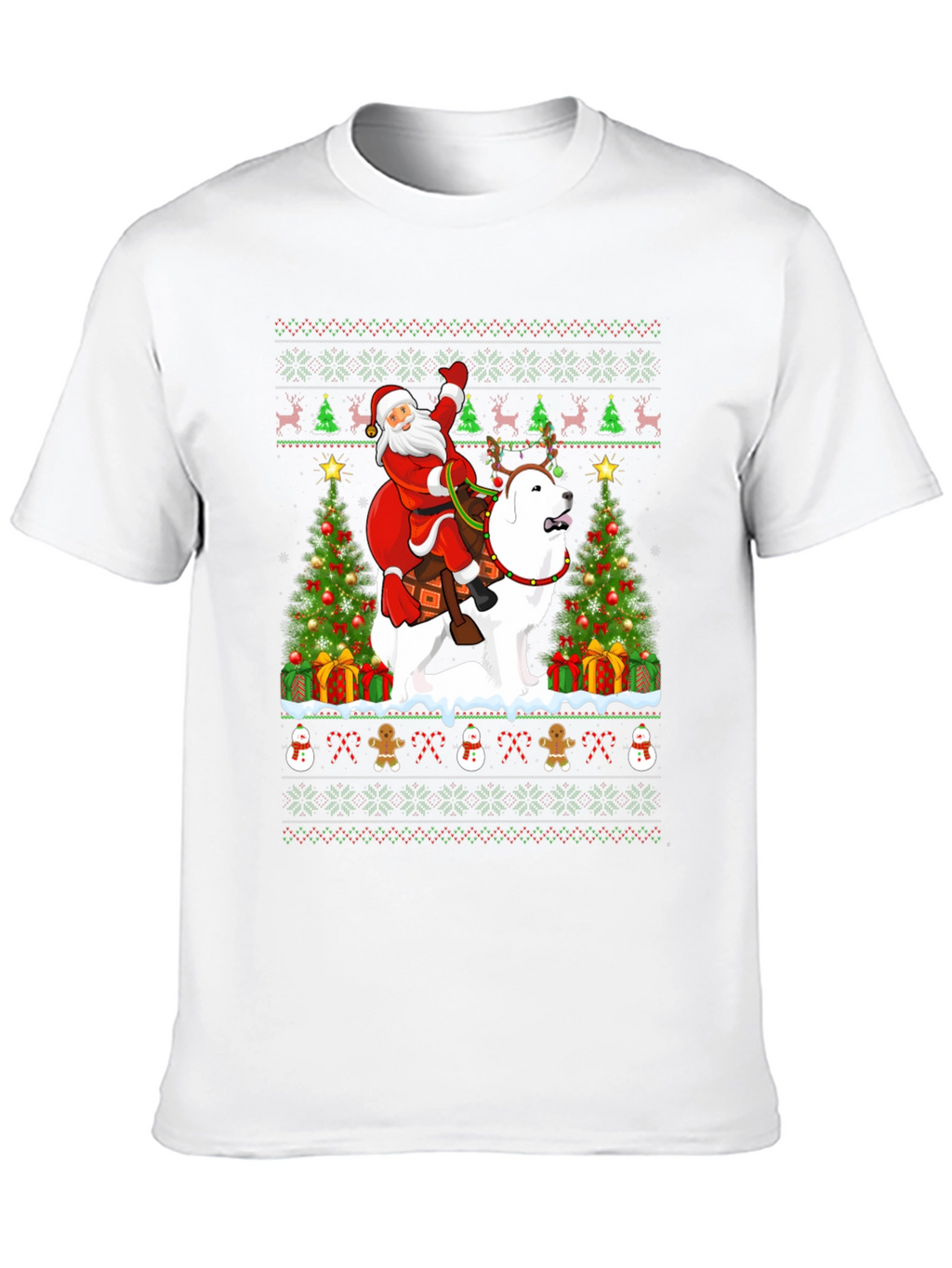 Santa Riding Dog Ugly Christmas T-Shirt