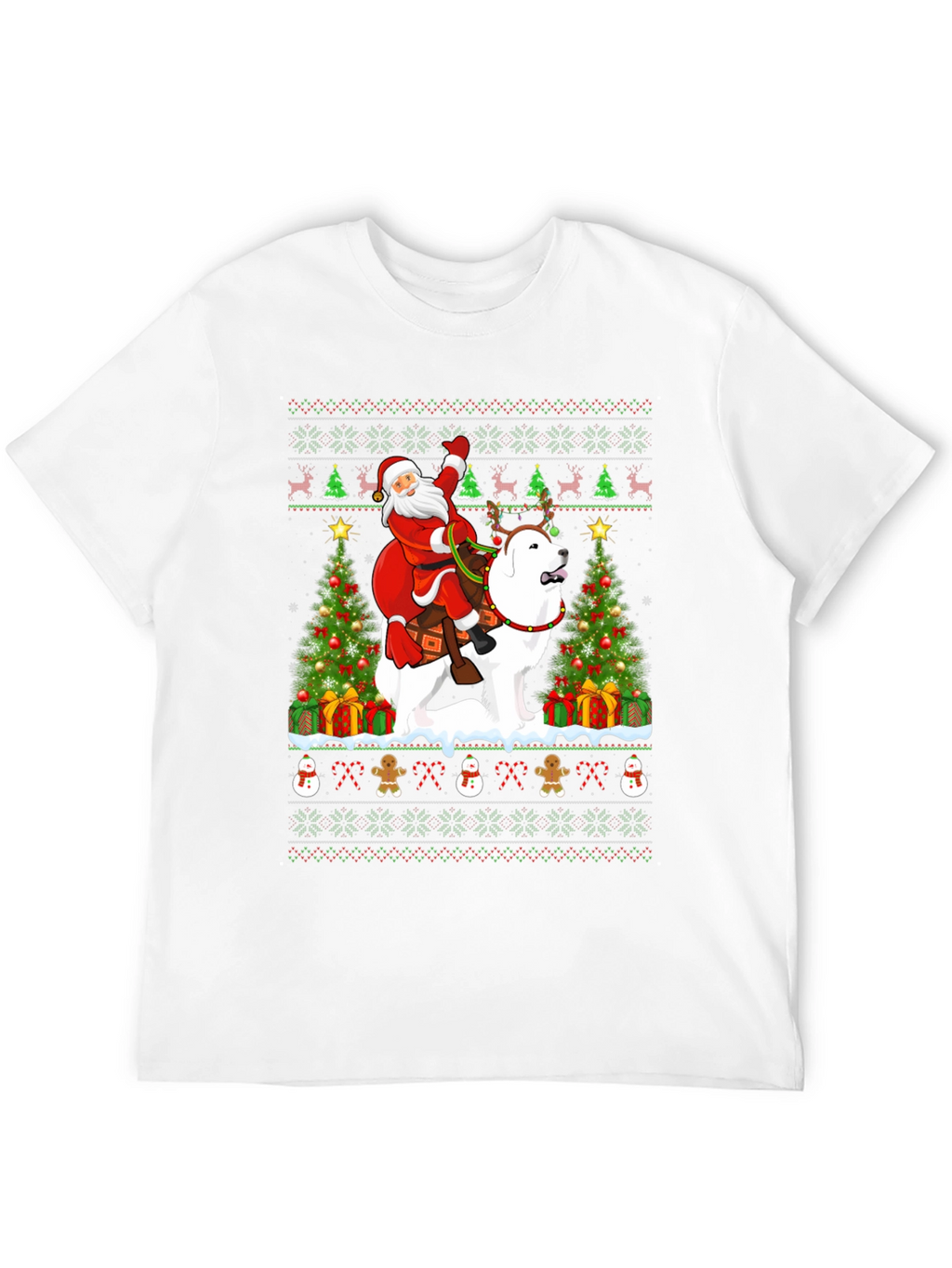 Santa Riding Dog Ugly Christmas T-Shirt