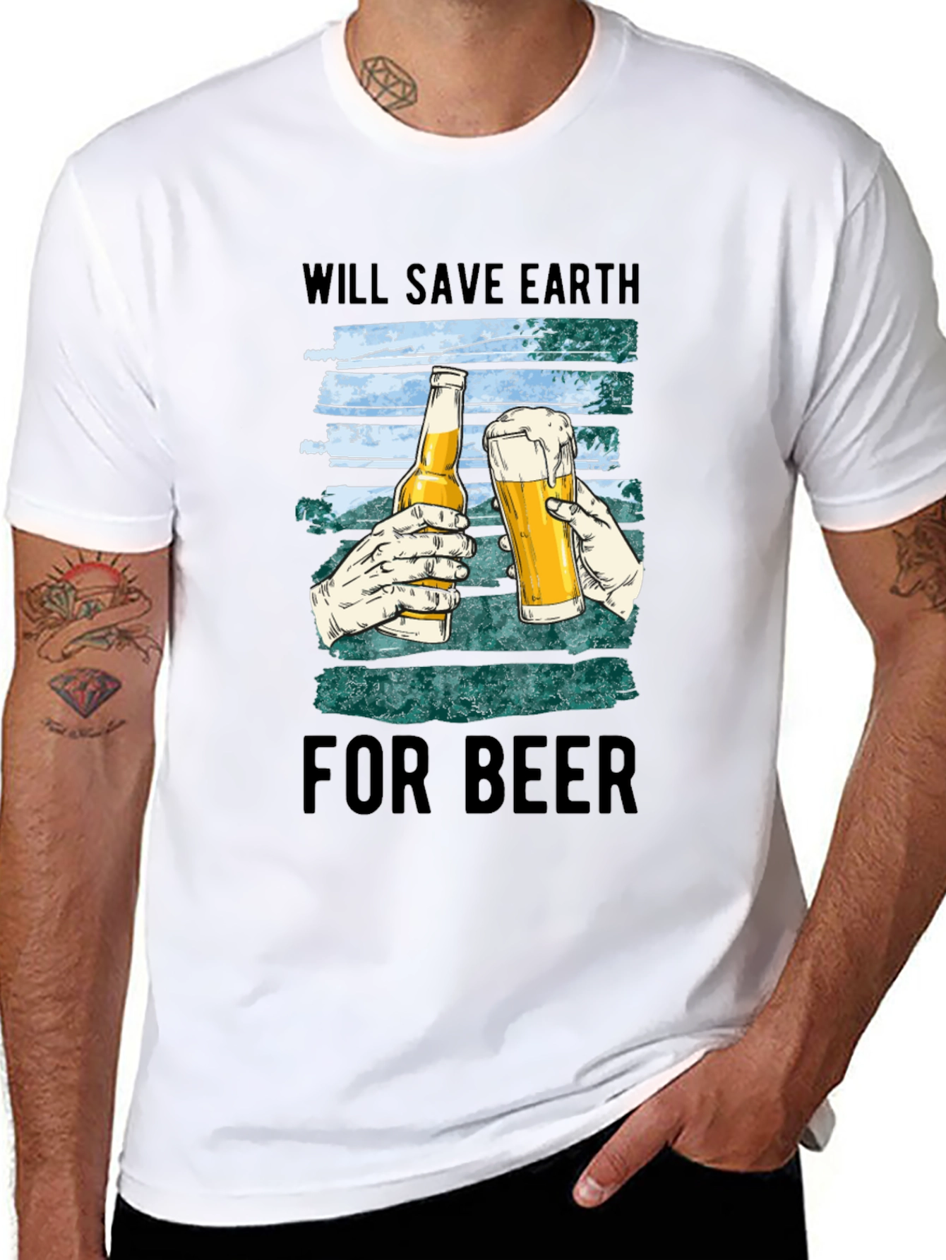Save Earth For Beer Graphic T-Shirt