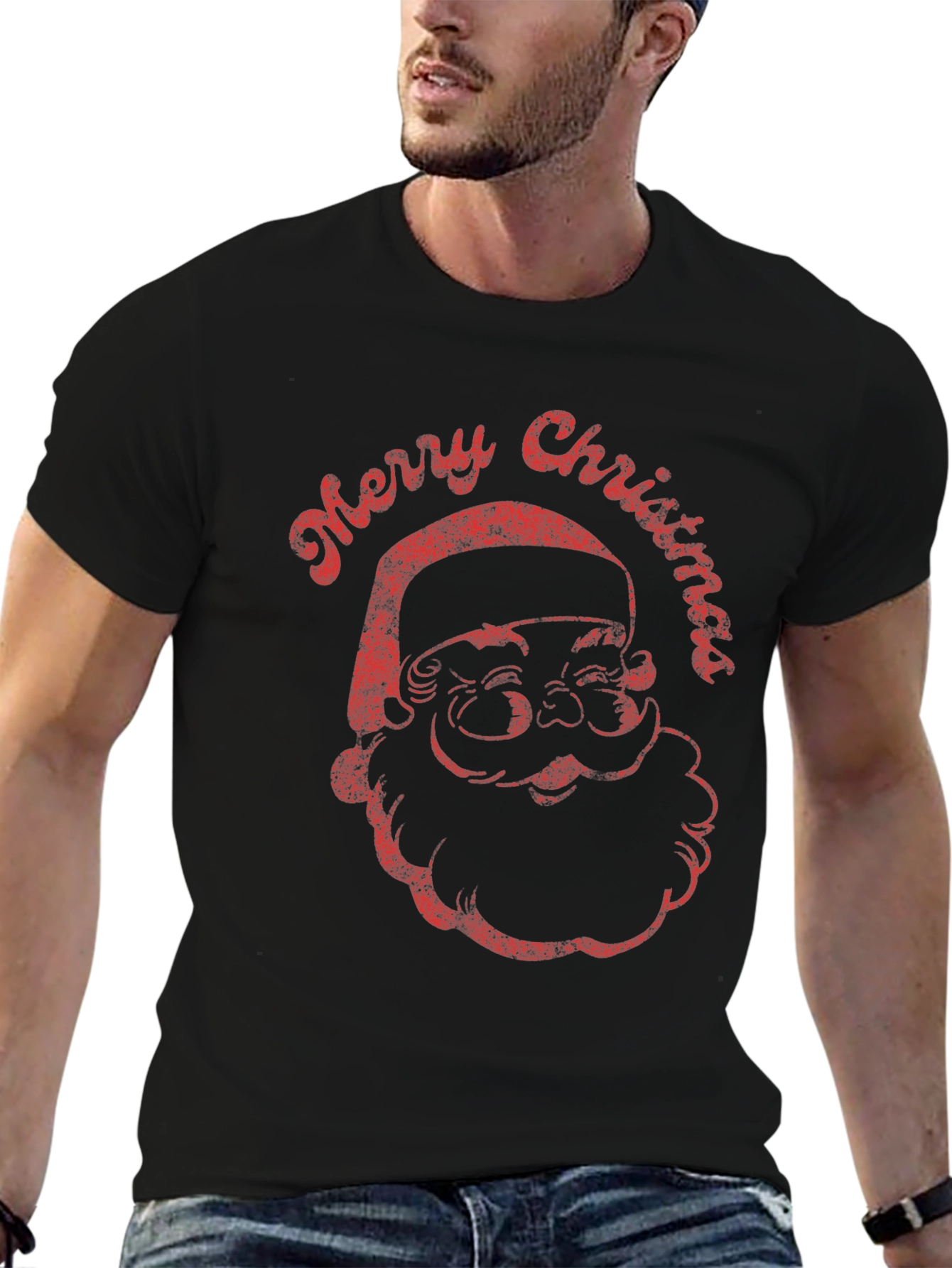 Retro Santa Merry Christmas Graphic Tee