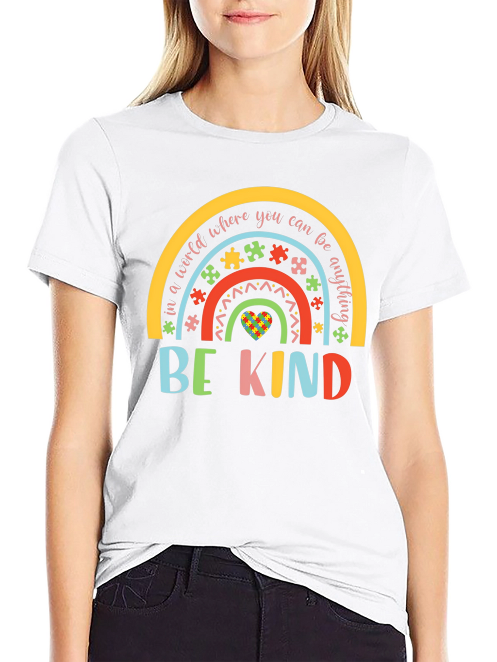 Be Kind Autism Awareness Rainbow Graphic T-Shirt