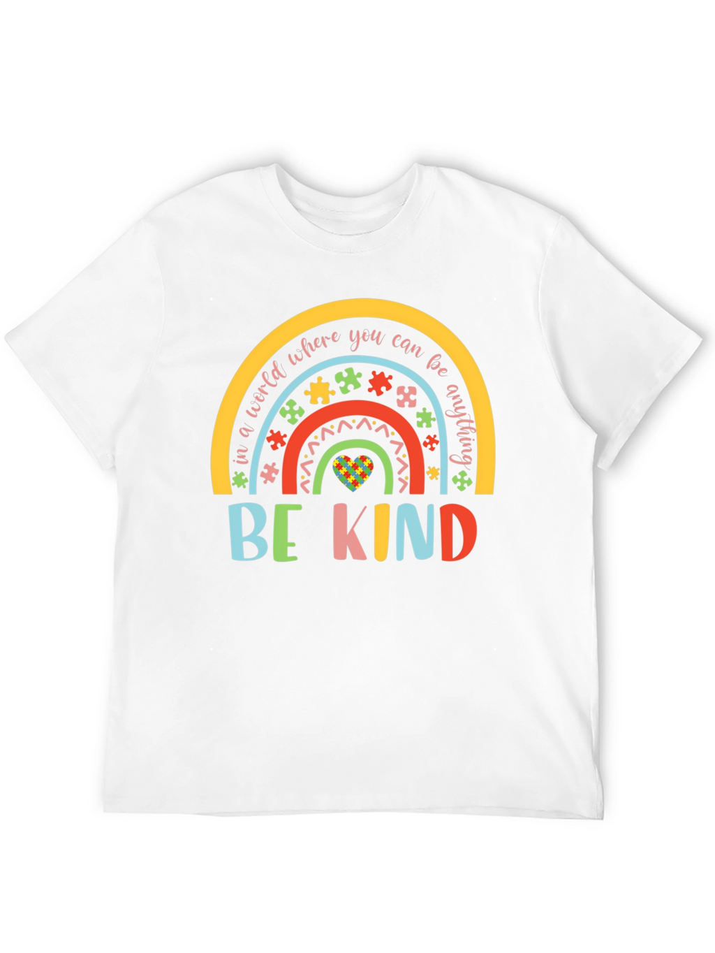 Be Kind Autism Awareness Rainbow Graphic T-Shirt
