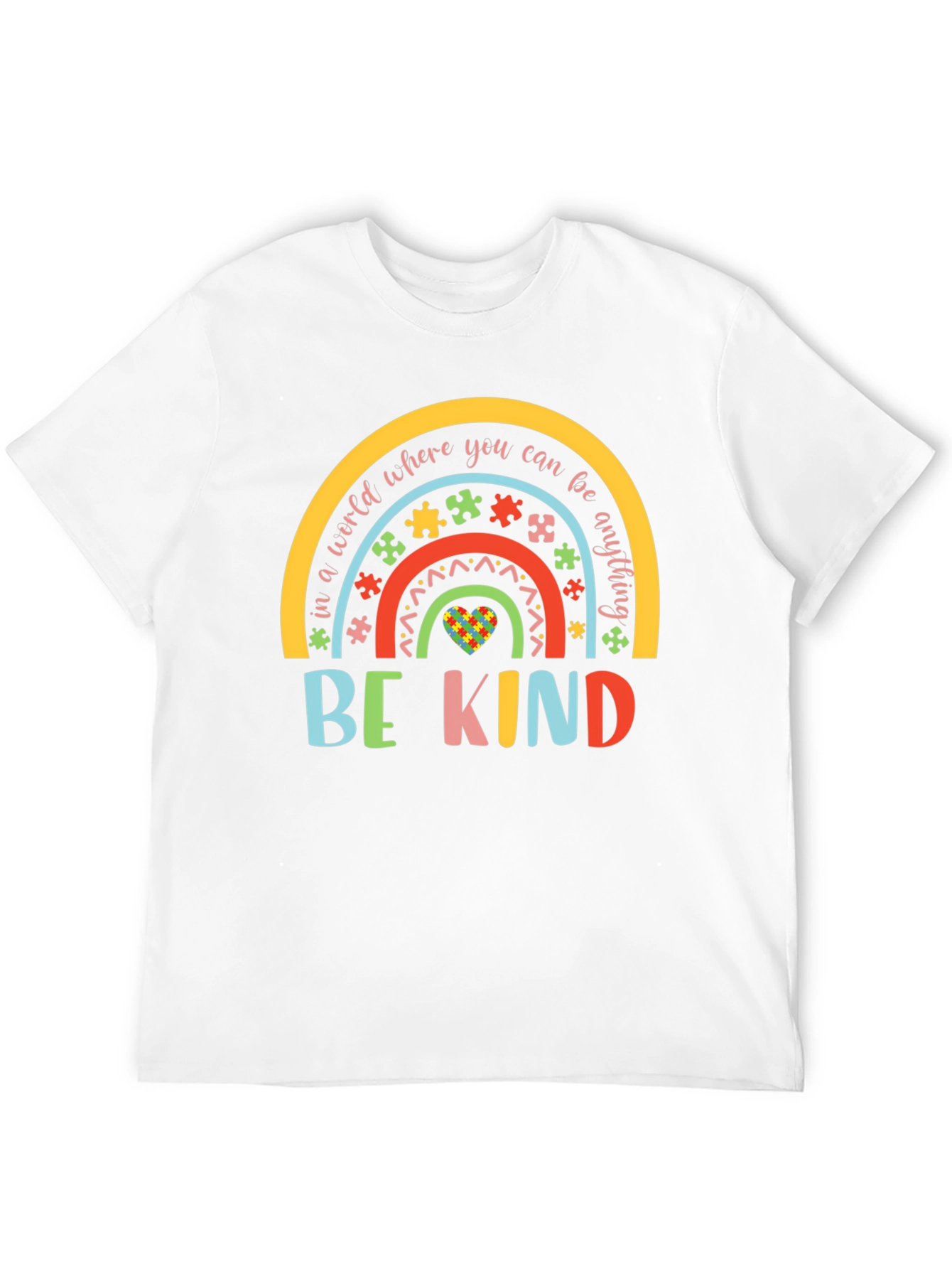 Be Kind Autism Awareness Rainbow Graphic T-Shirt