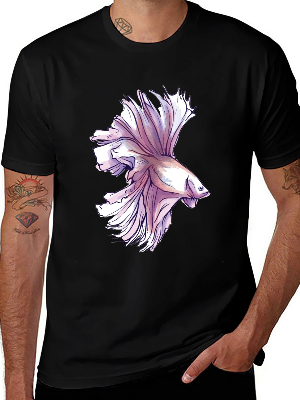 Betta Fish Graphic Tee - Mens Black T-Shirt