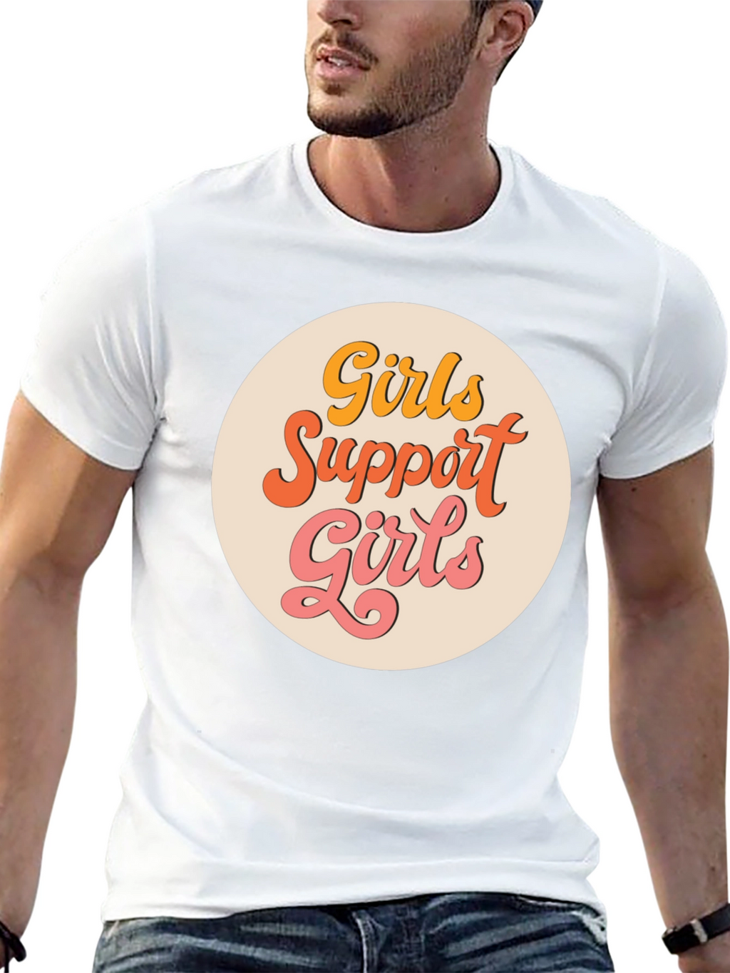 Girls Support Girls Graphic Tee - Retro Style