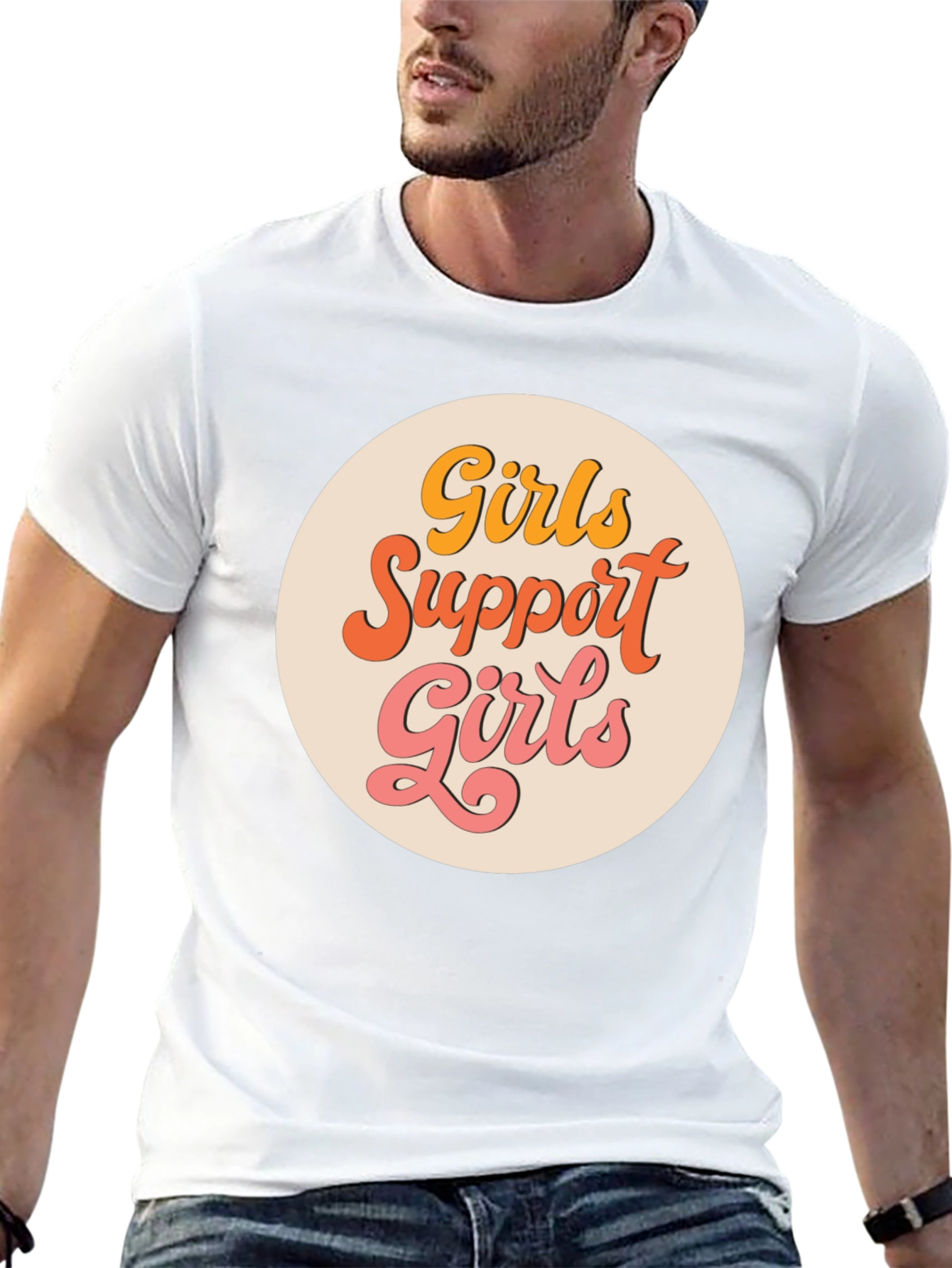 Girls Support Girls Graphic Tee - Retro Style