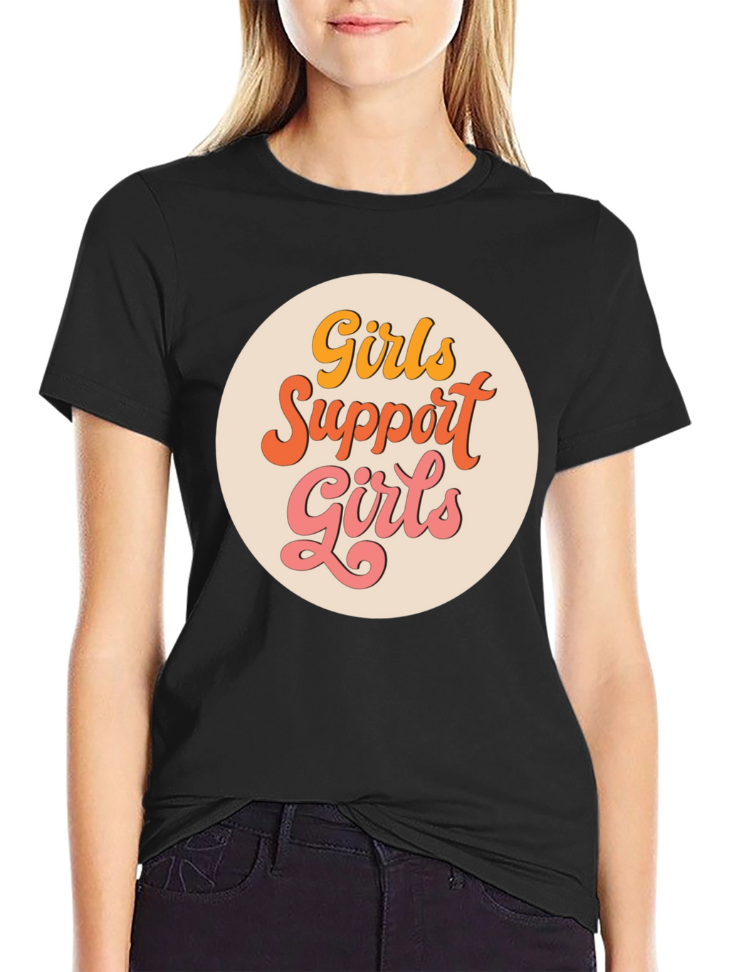 Girls Support Girls Graphic Tee - Retro Style