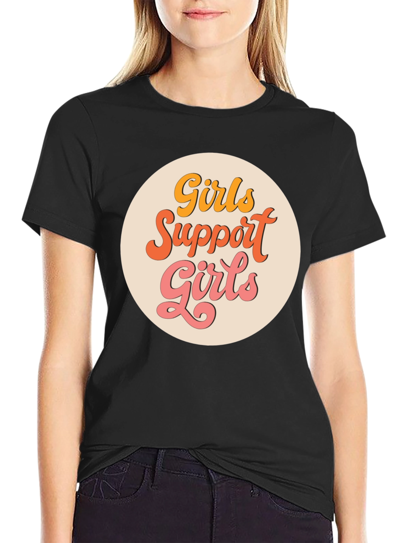 Girls Support Girls Graphic Tee - Retro Style