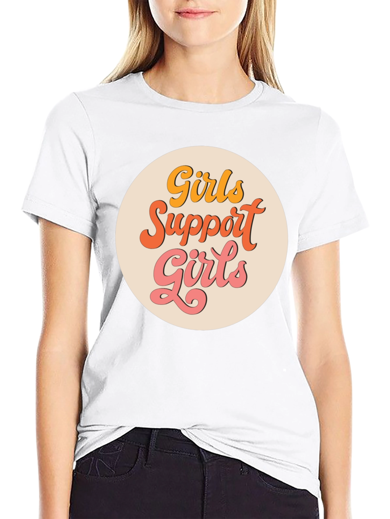 Girls Support Girls Graphic Tee - Retro Style