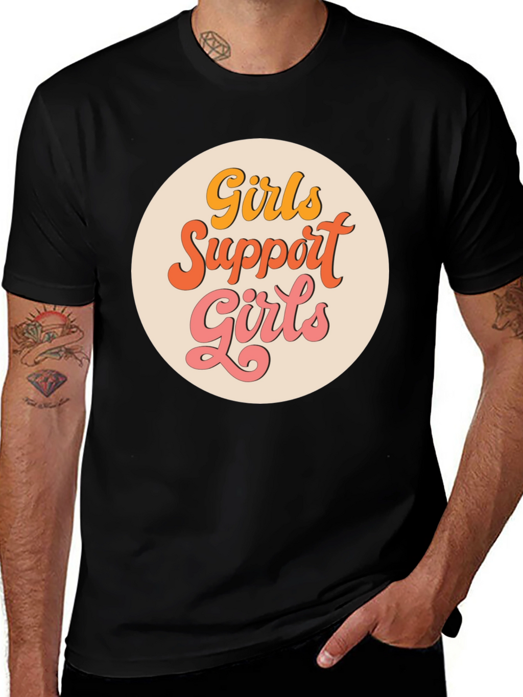 Girls Support Girls Graphic Tee - Retro Style