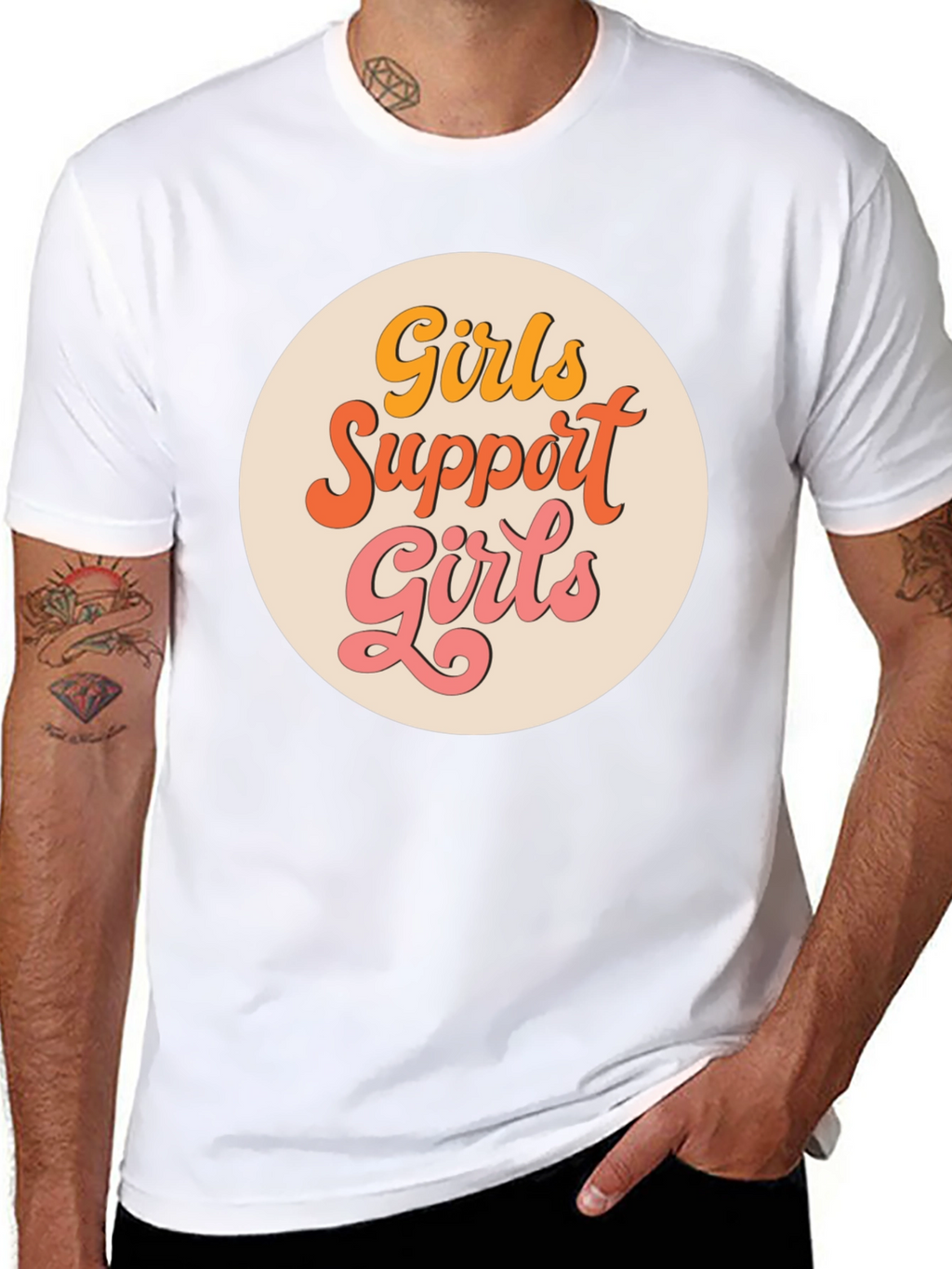 Girls Support Girls Graphic Tee - Retro Style