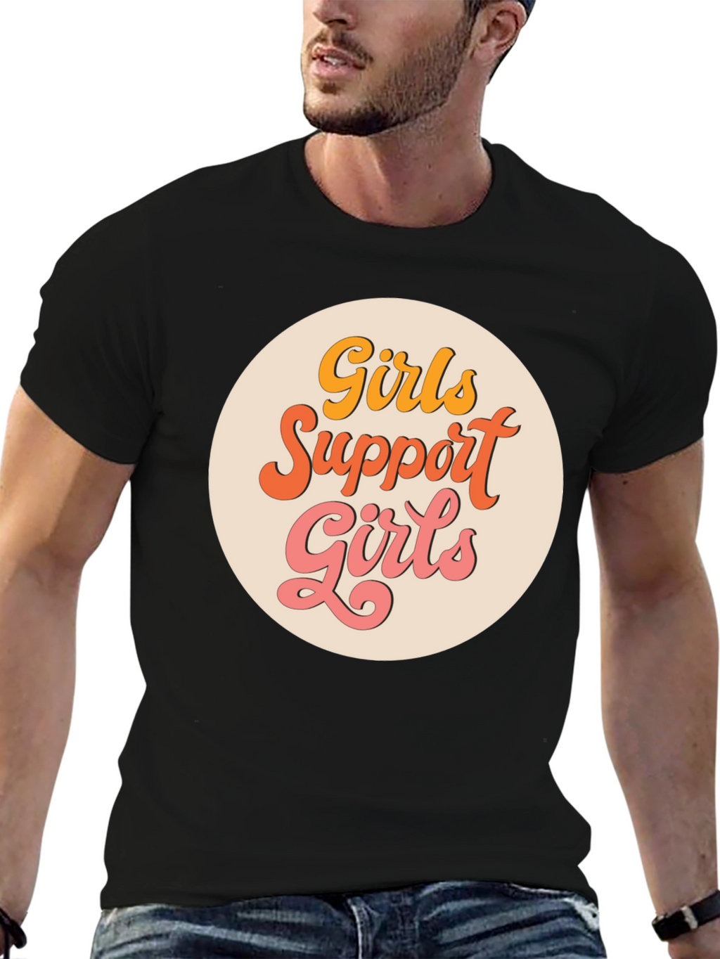Girls Support Girls Graphic Tee - Retro Style