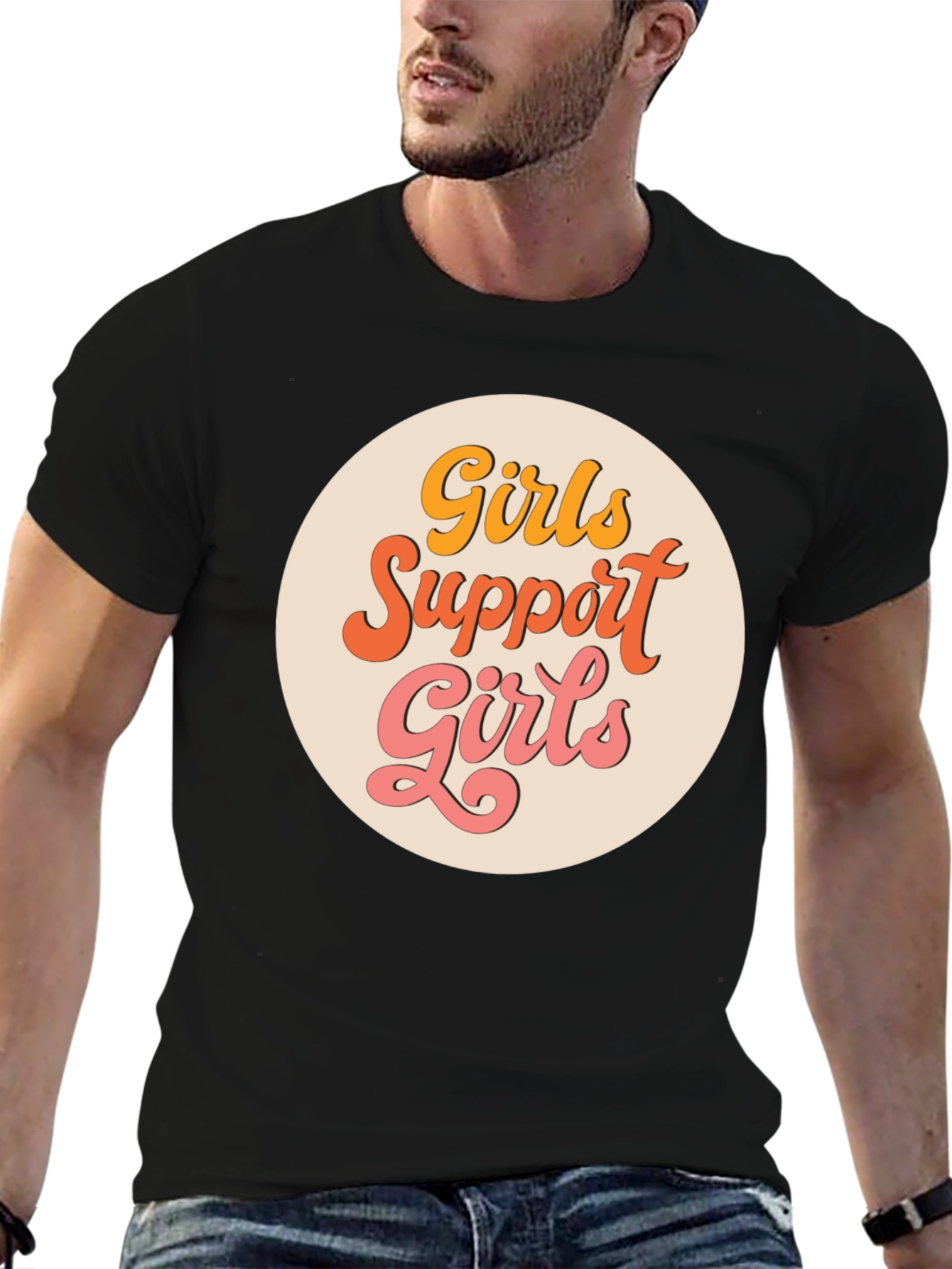 Girls Support Girls Graphic Tee - Retro Style
