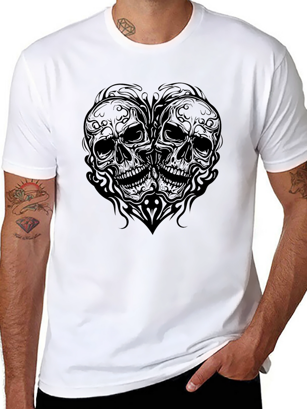 Skull Heart Graphic T-Shirt - Dark Romance Tee