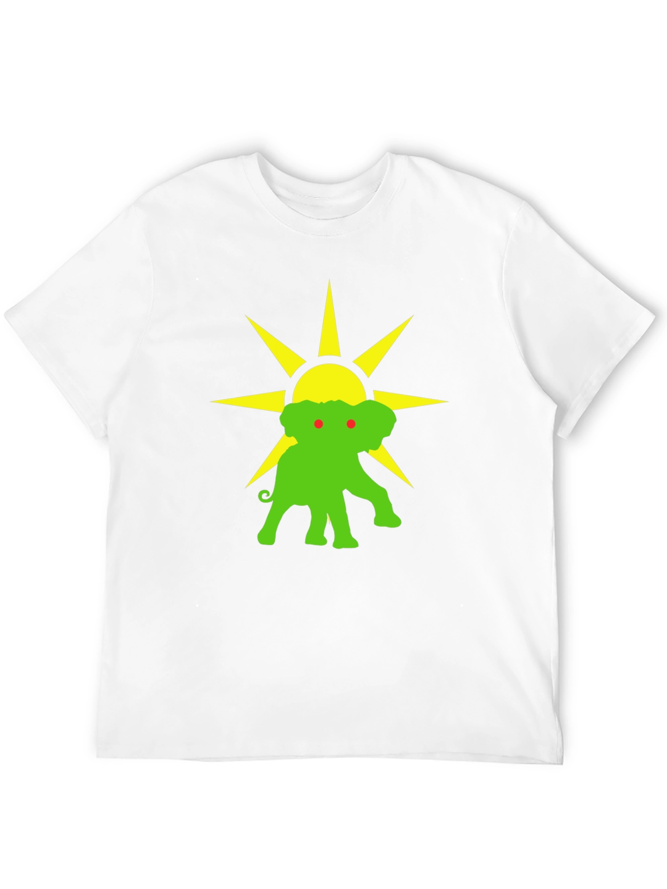 Elephant Sun Graphic Tee - Black Cotton T-Shirt