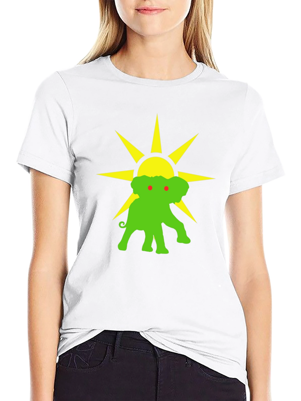 Elephant Sun Graphic Tee - Black Cotton T-Shirt