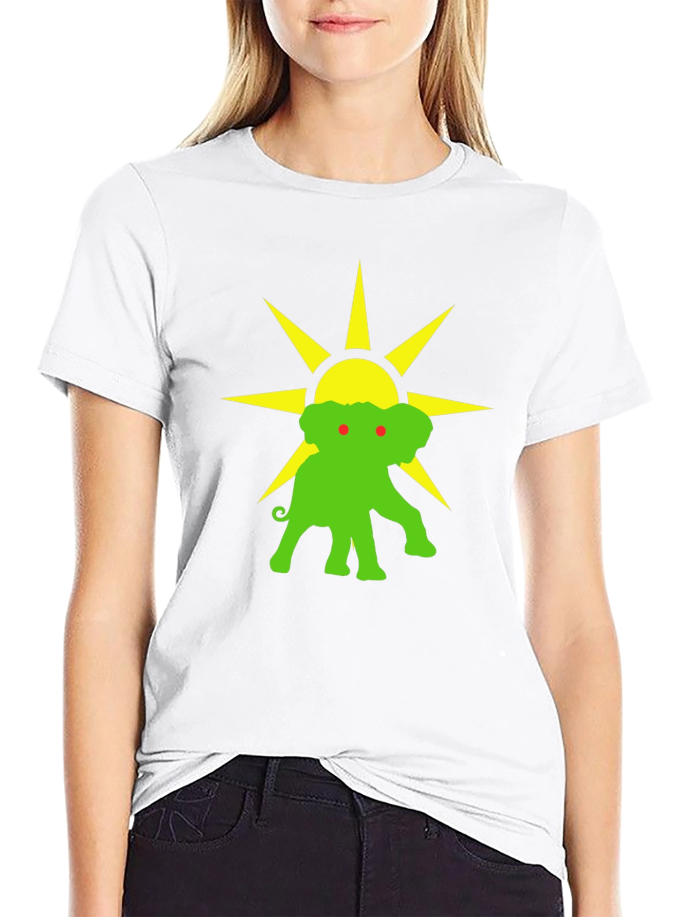 Elephant Sun Graphic Tee - Black Cotton T-Shirt