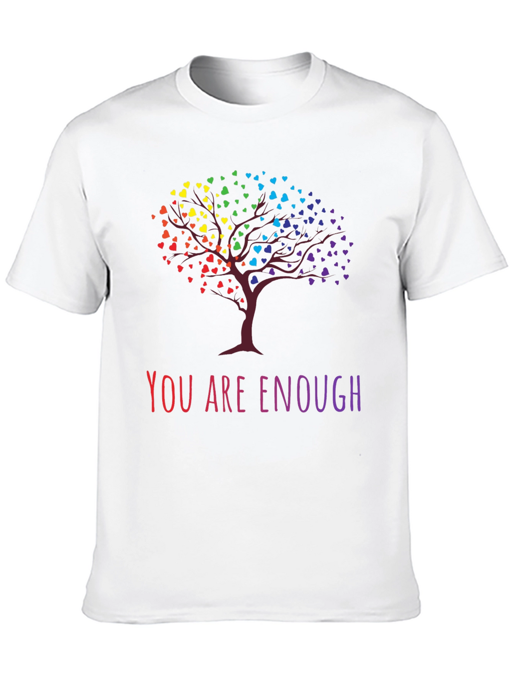 Rainbow Heart Tree Graphic Tee - You Are Enough