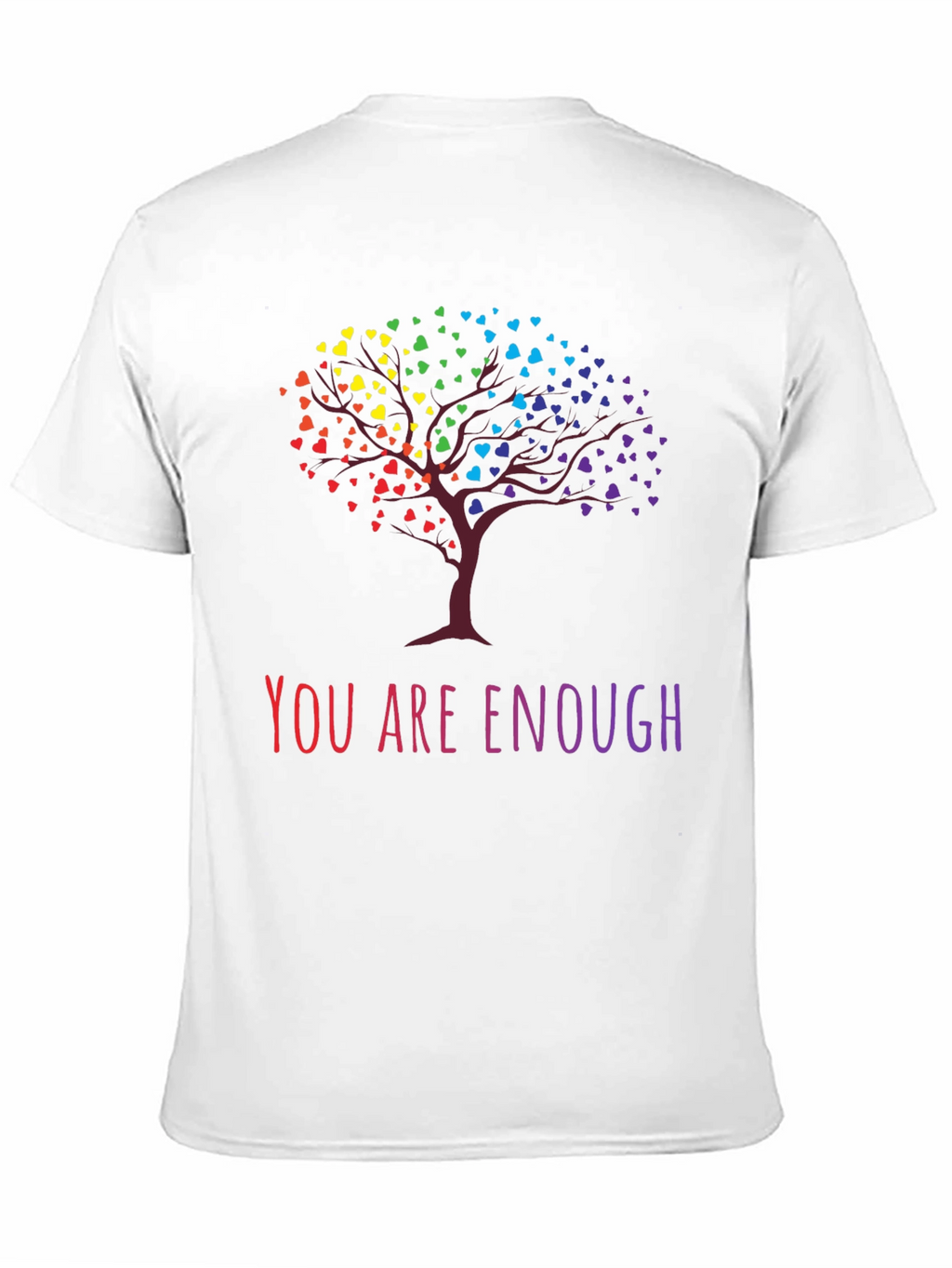 Rainbow Heart Tree Graphic Tee - You Are Enough