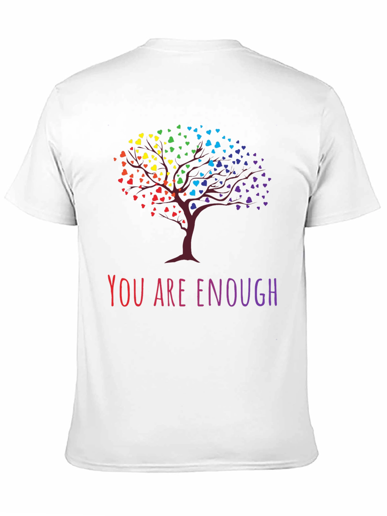 Rainbow Heart Tree Graphic Tee - You Are Enough