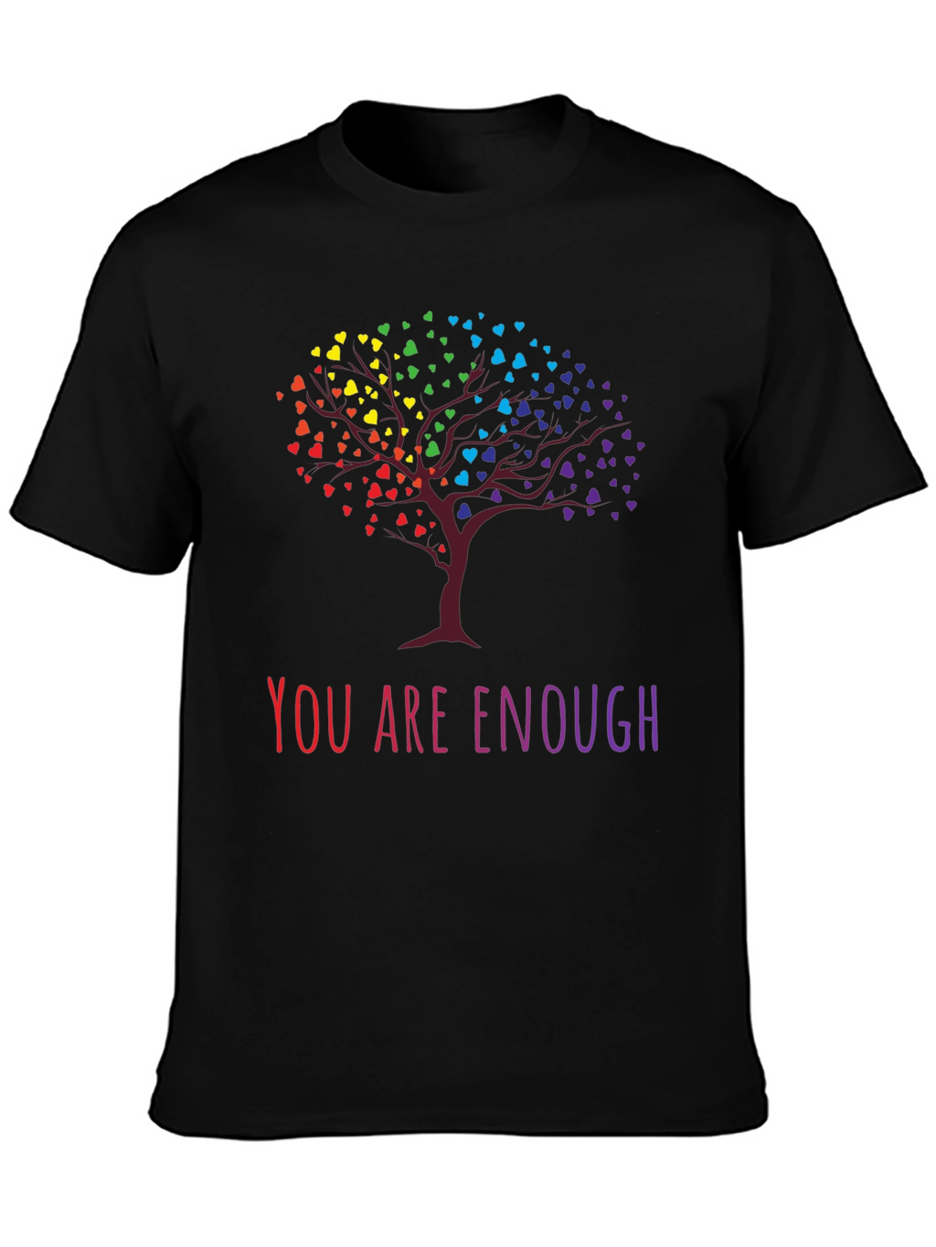 Rainbow Heart Tree Graphic Tee - You Are Enough