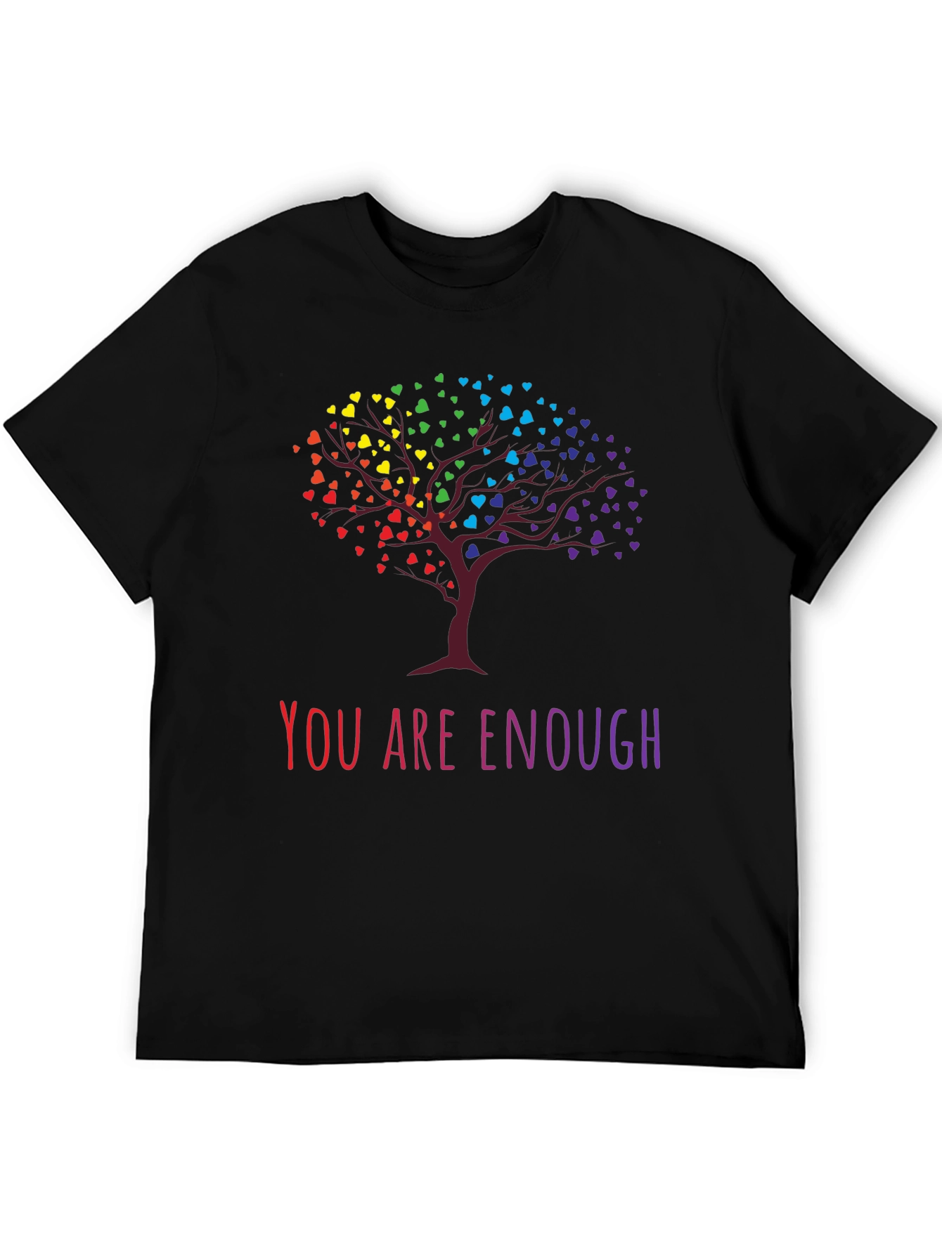 Rainbow Heart Tree Graphic Tee - You Are Enough