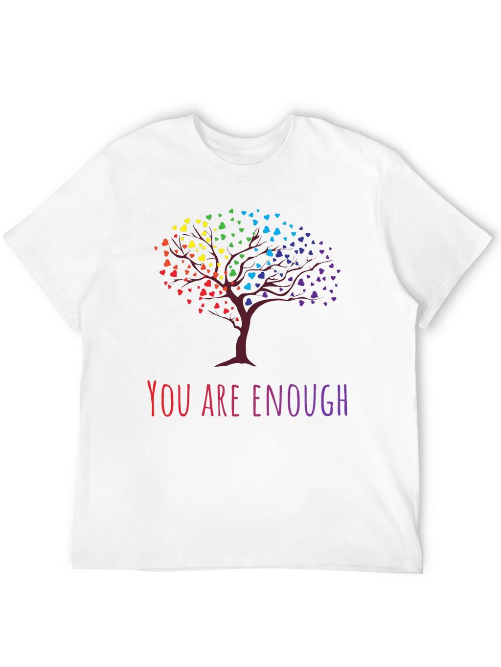 Rainbow Heart Tree Graphic Tee - You Are Enough