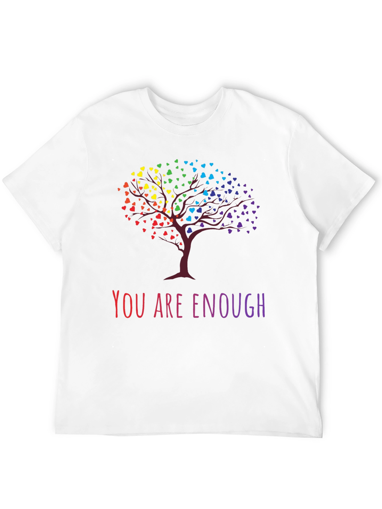 Rainbow Heart Tree Graphic Tee - You Are Enough