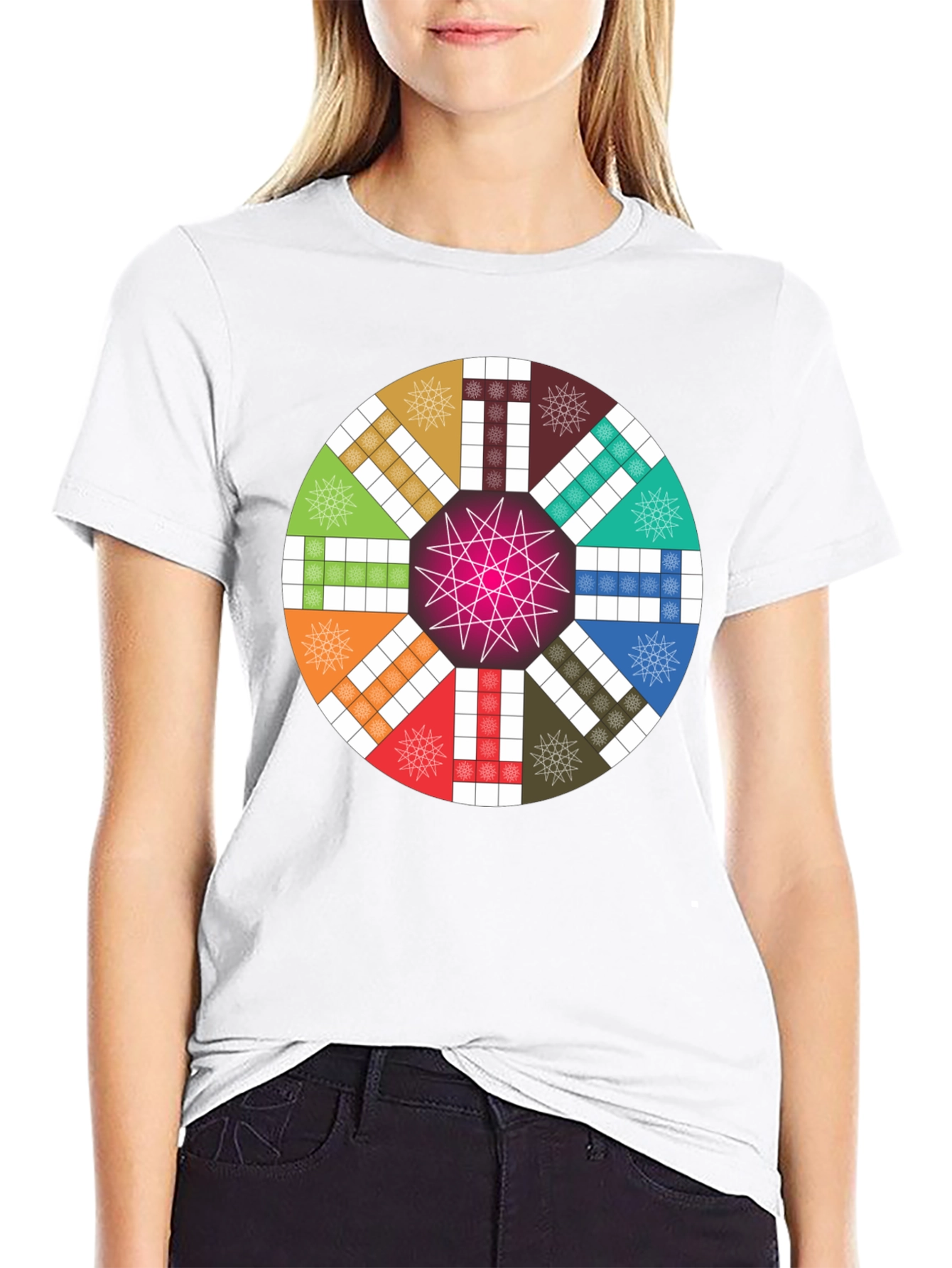 Colorful Ludo Board Game Design T-Shirt