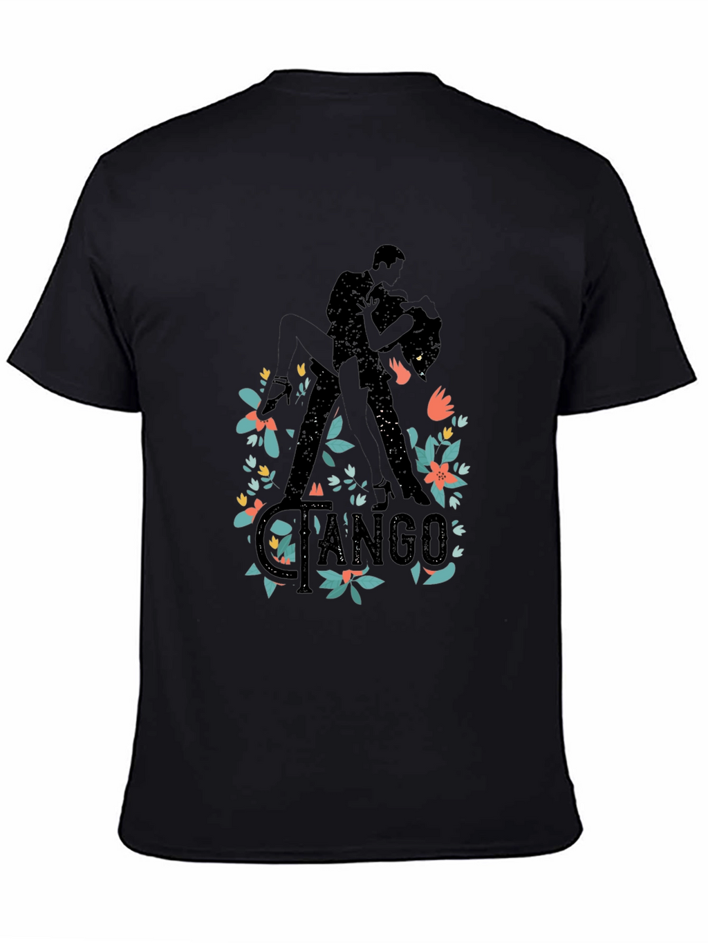 Tango Dance Silhouette Graphic T-Shirt - Black