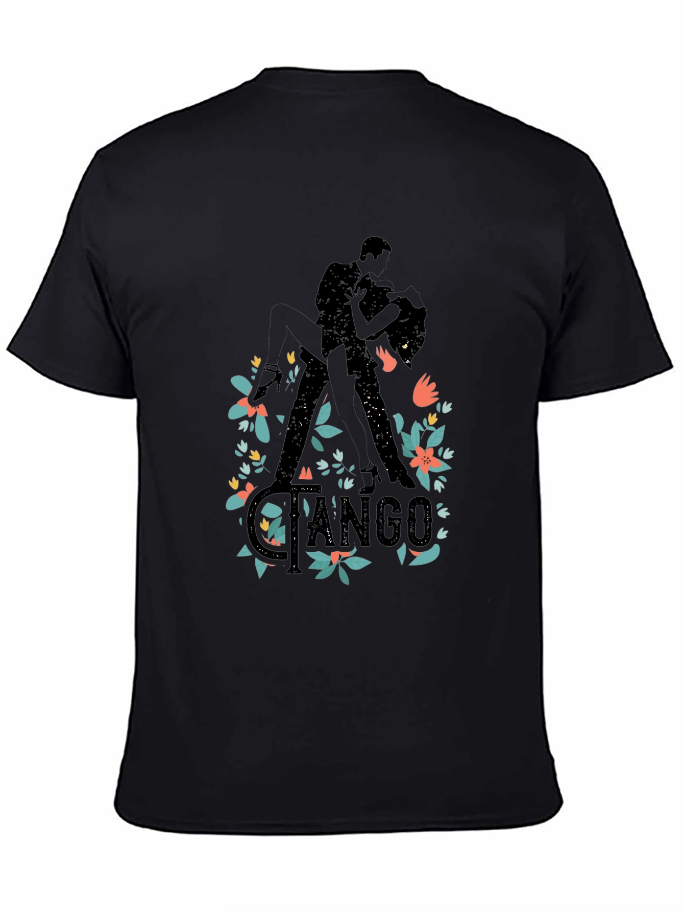 Tango Dance Silhouette Graphic T-Shirt - Black