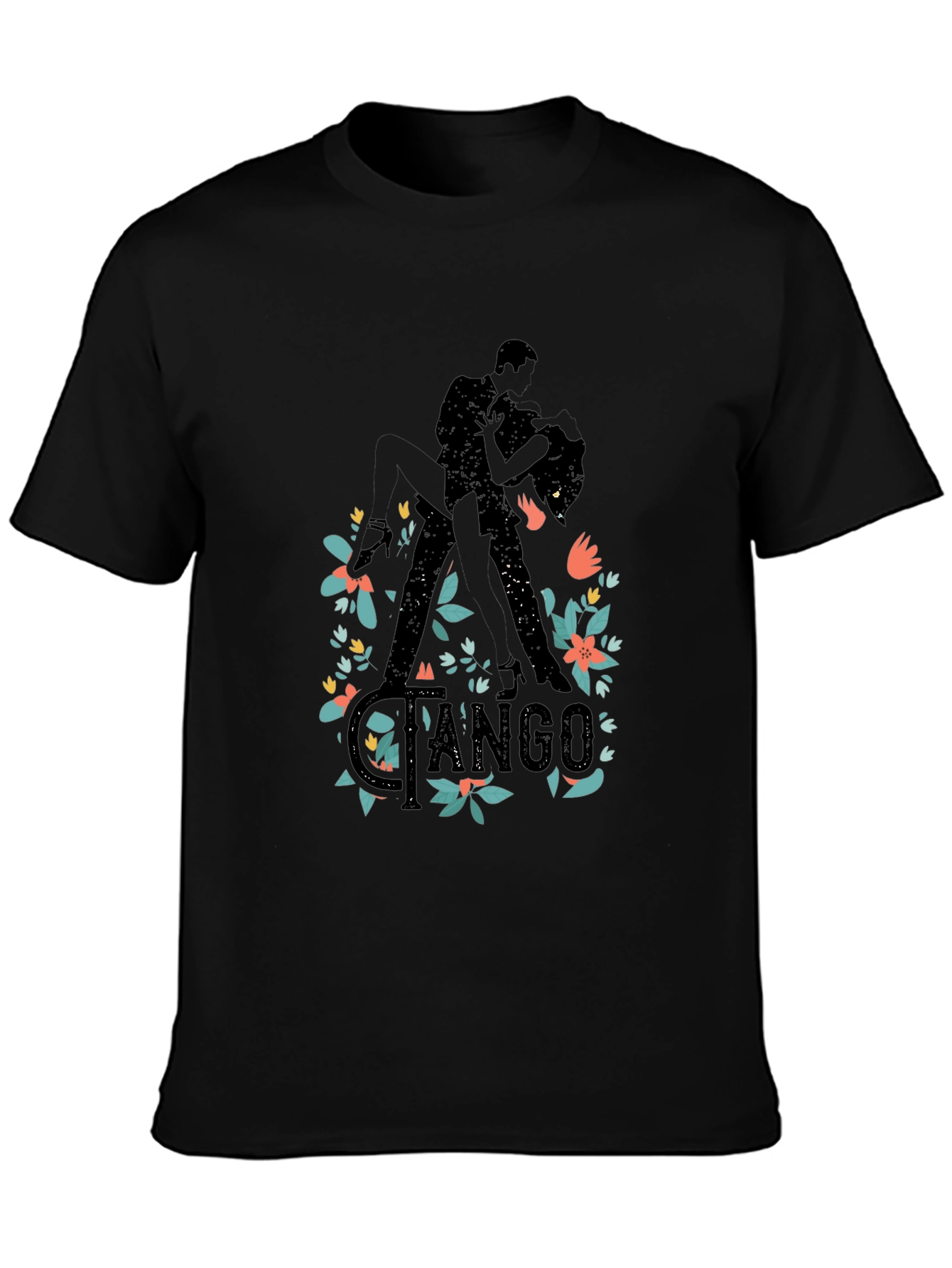Tango Dance Silhouette Graphic T-Shirt - Black