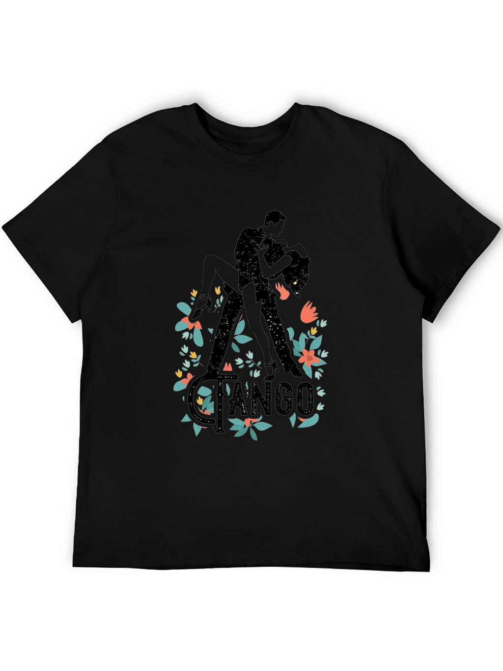 Tango Dance Silhouette Graphic T-Shirt - Black