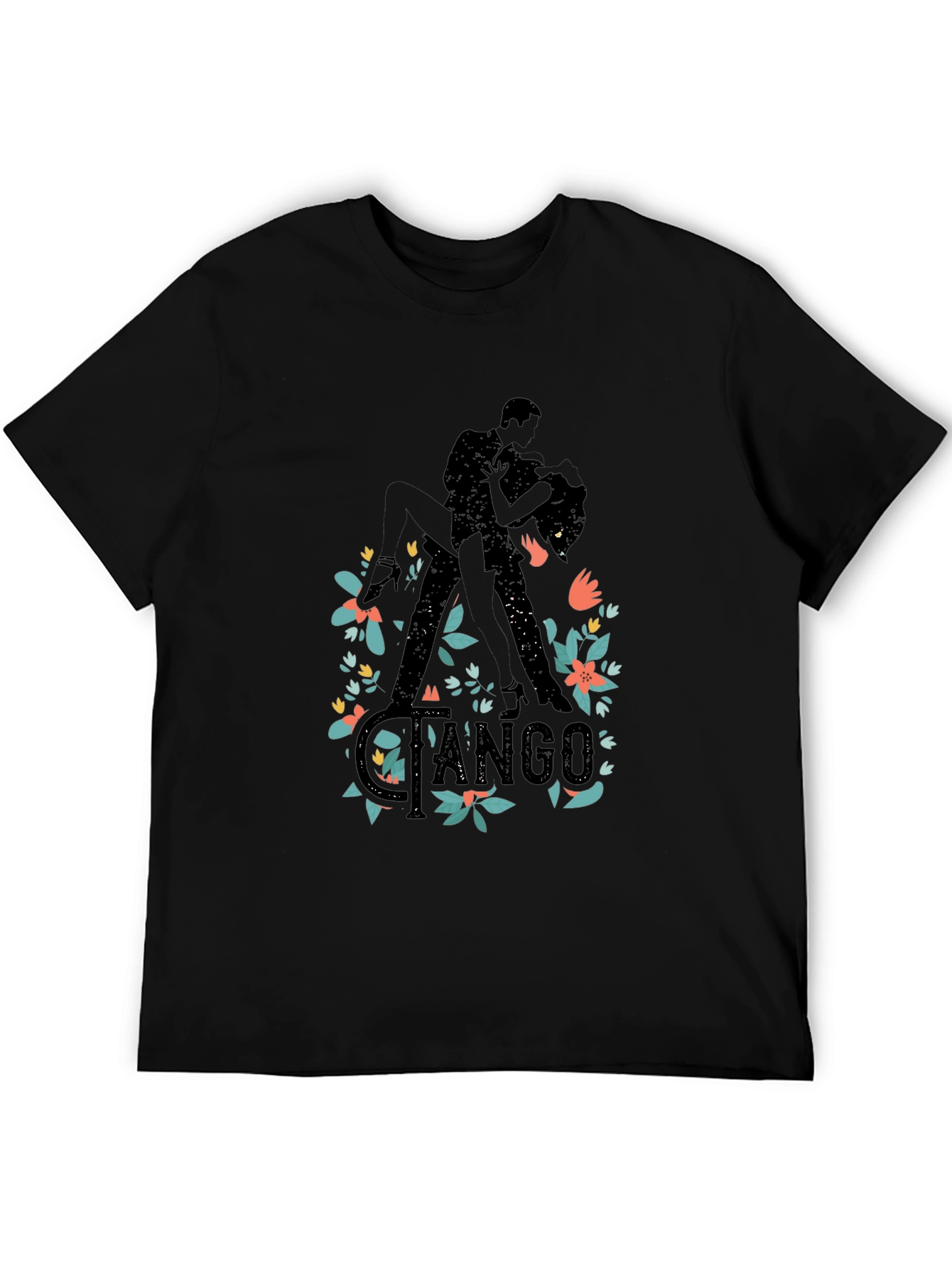 Tango Dance Silhouette Graphic T-Shirt - Black
