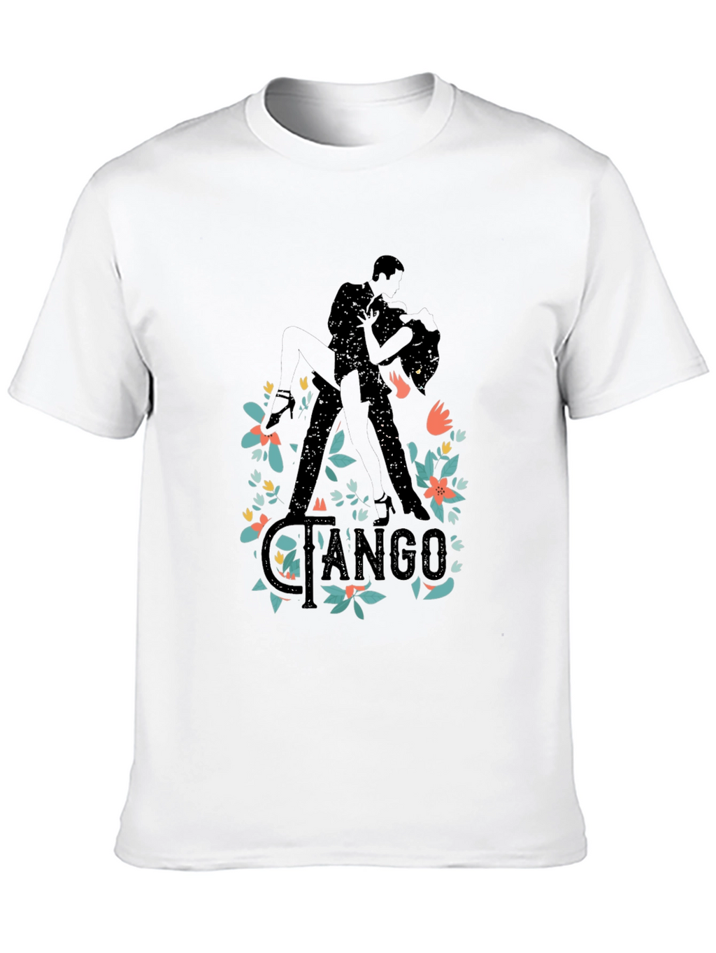 Tango Dance Silhouette Graphic T-Shirt - Black