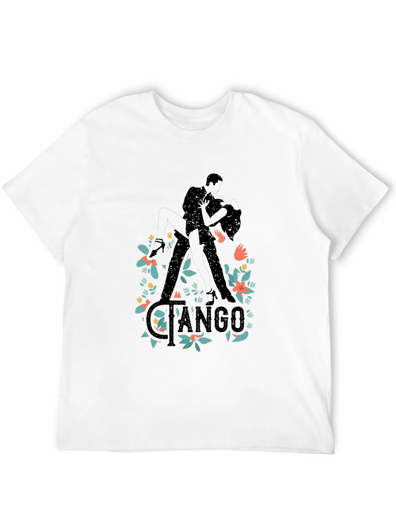Tango Dance Silhouette Graphic T-Shirt - Black