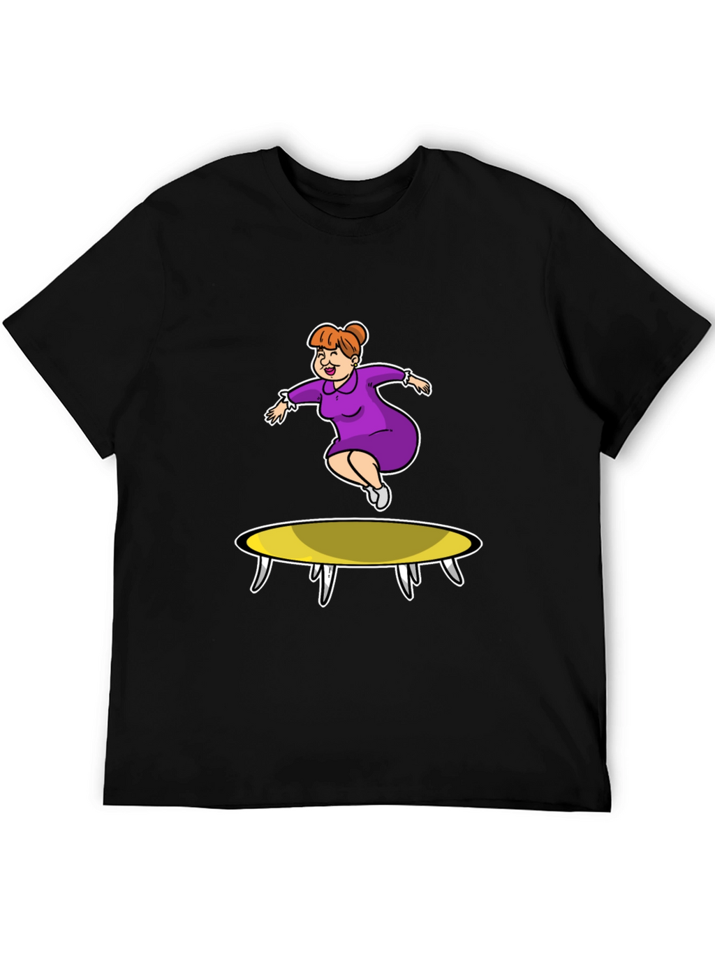 Cartoon Lady on Trampoline T-Shirt