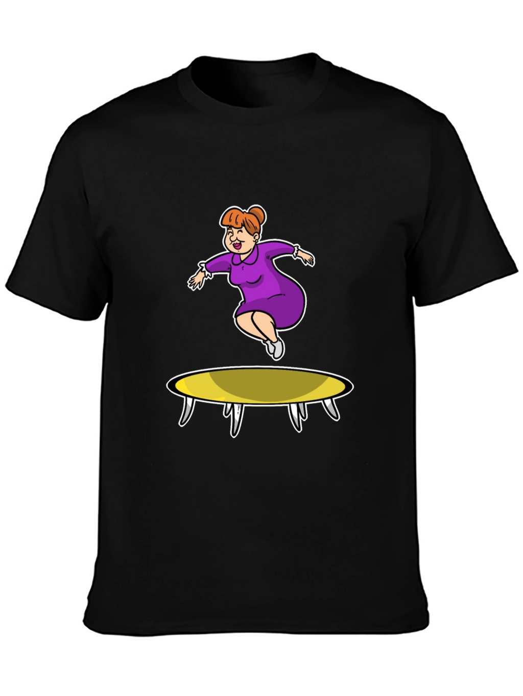 Cartoon Lady on Trampoline T-Shirt