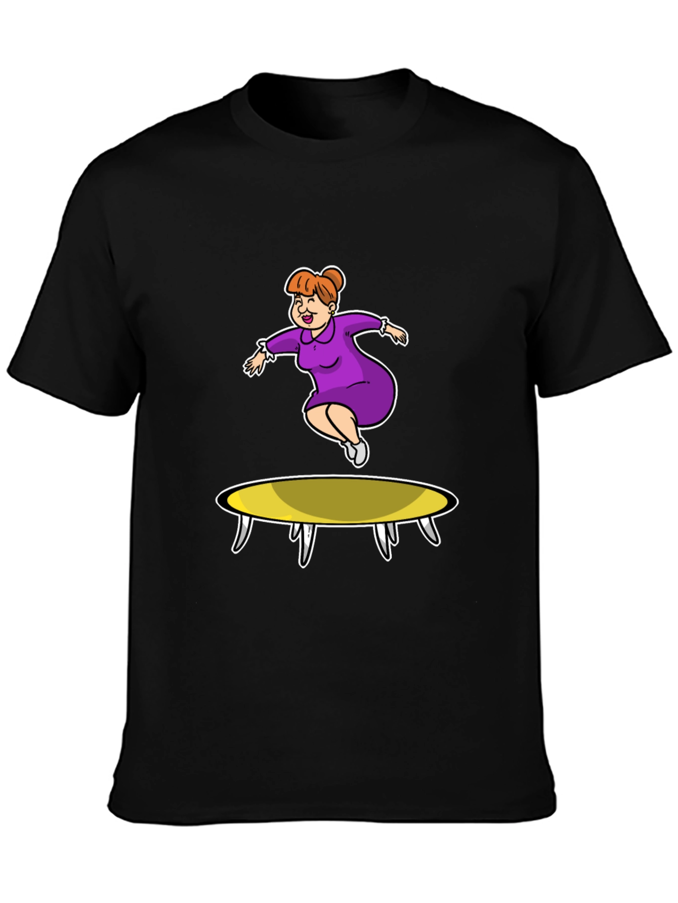 Cartoon Lady on Trampoline T-Shirt