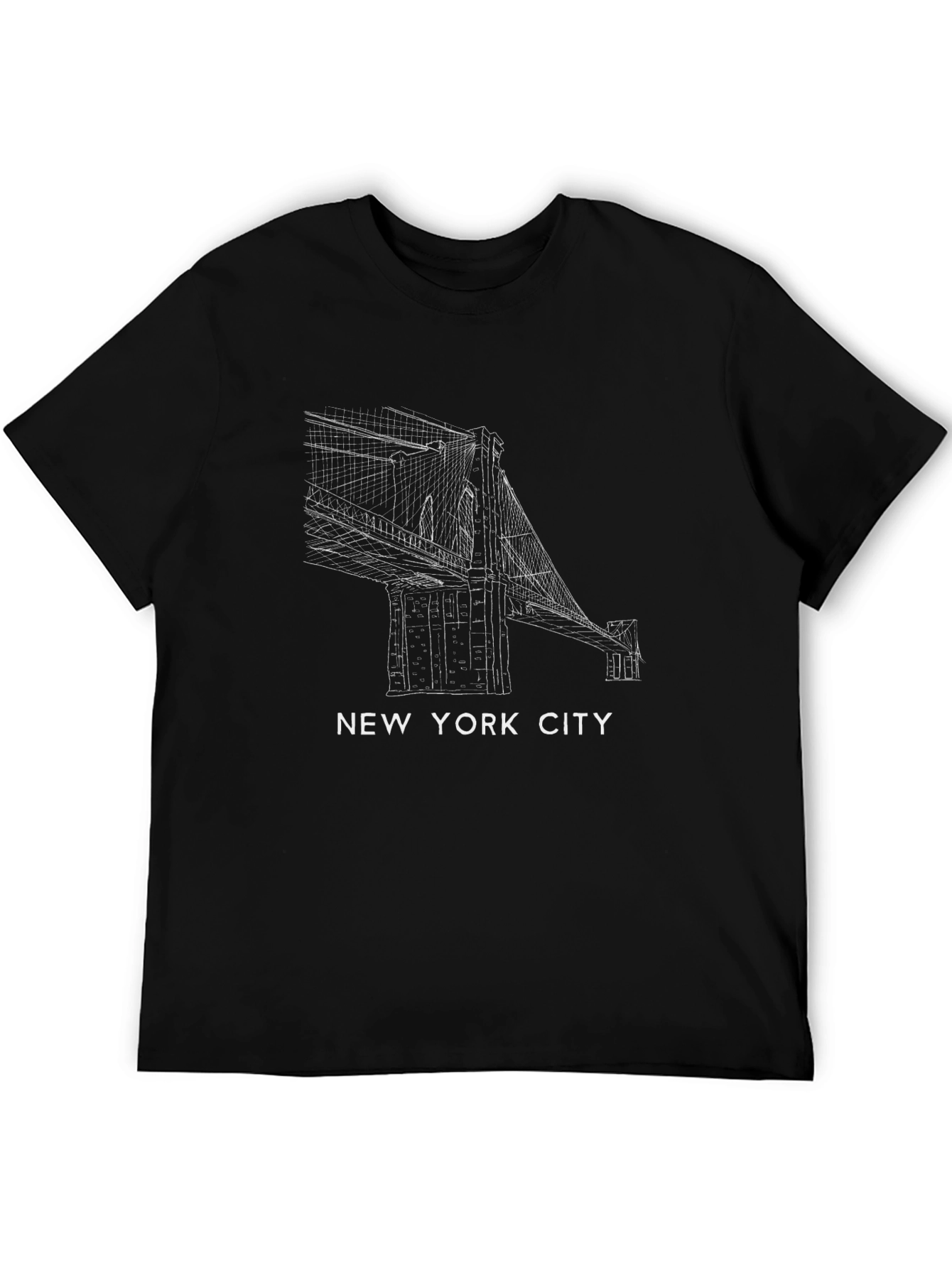 NYC Bridge Graphic Tee - Stylish Black Cotton T-Shirt