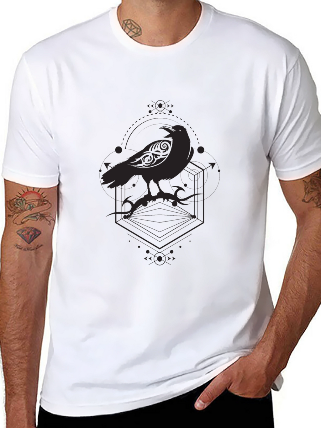 Raven Graphic T-Shirt - Gothic Style Crow Tee