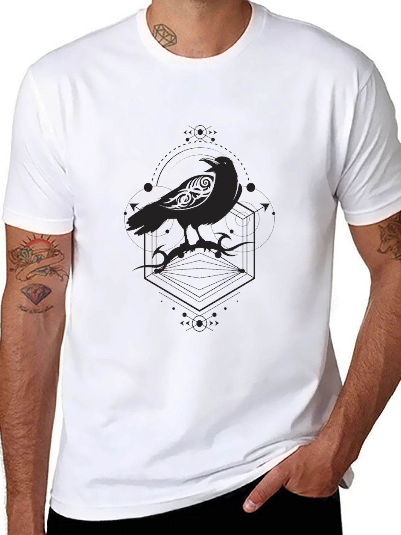 Raven Graphic T-Shirt - Gothic Style Crow Tee