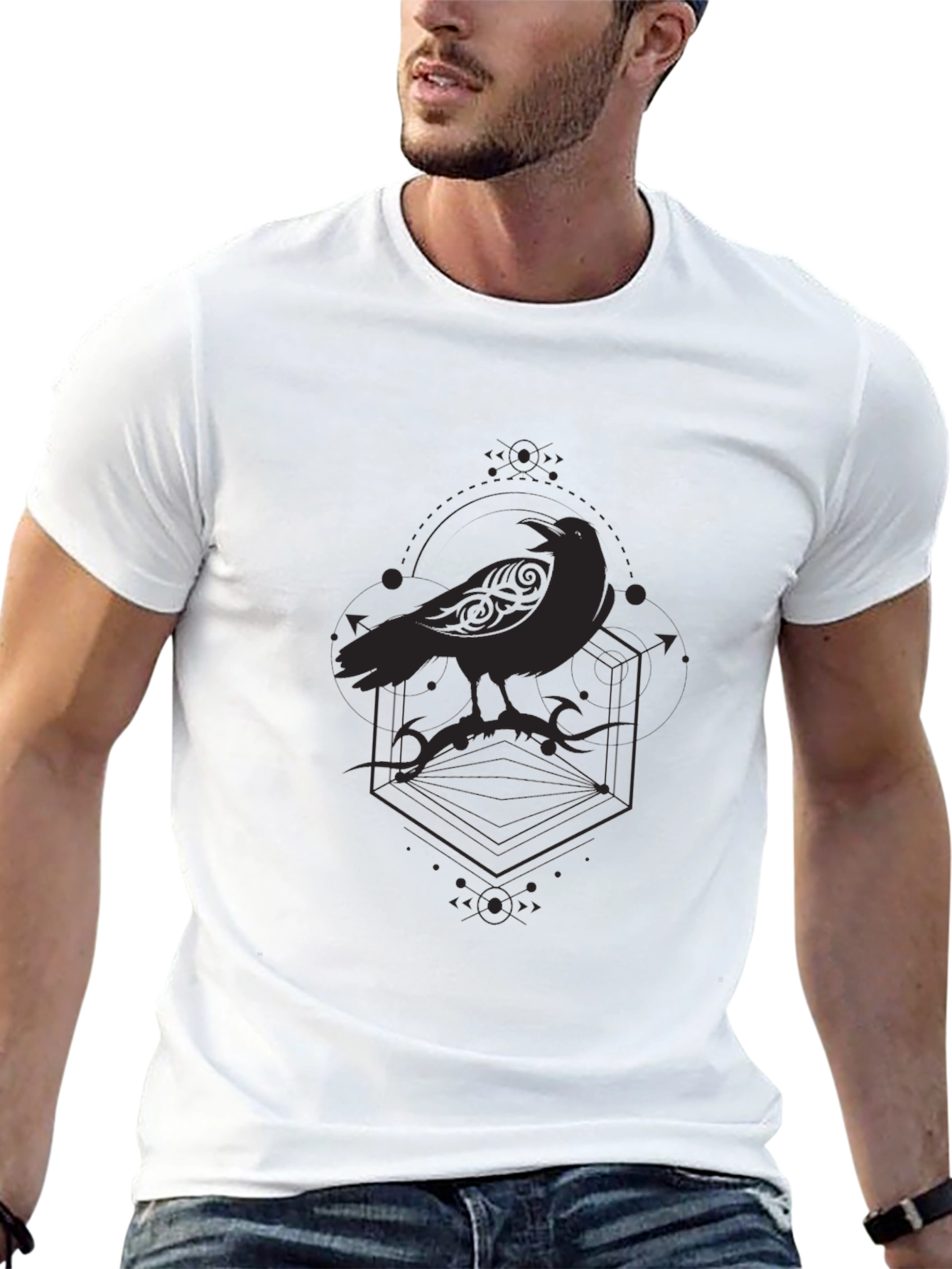 Raven Graphic T-Shirt - Gothic Style Crow Tee
