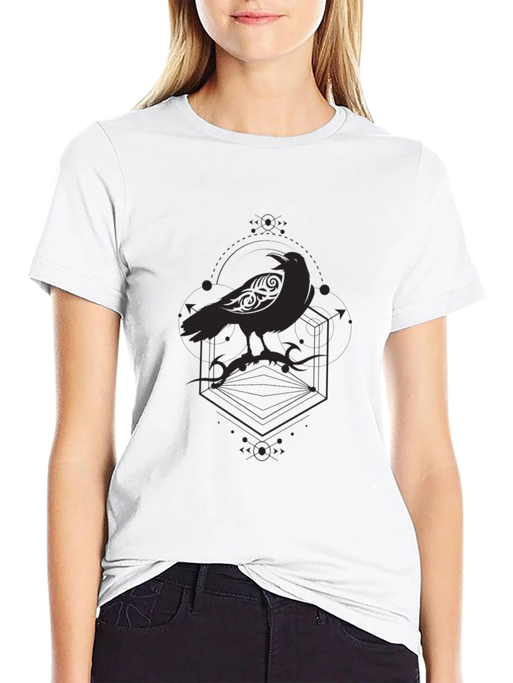 Raven Graphic T-Shirt - Gothic Style Crow Tee