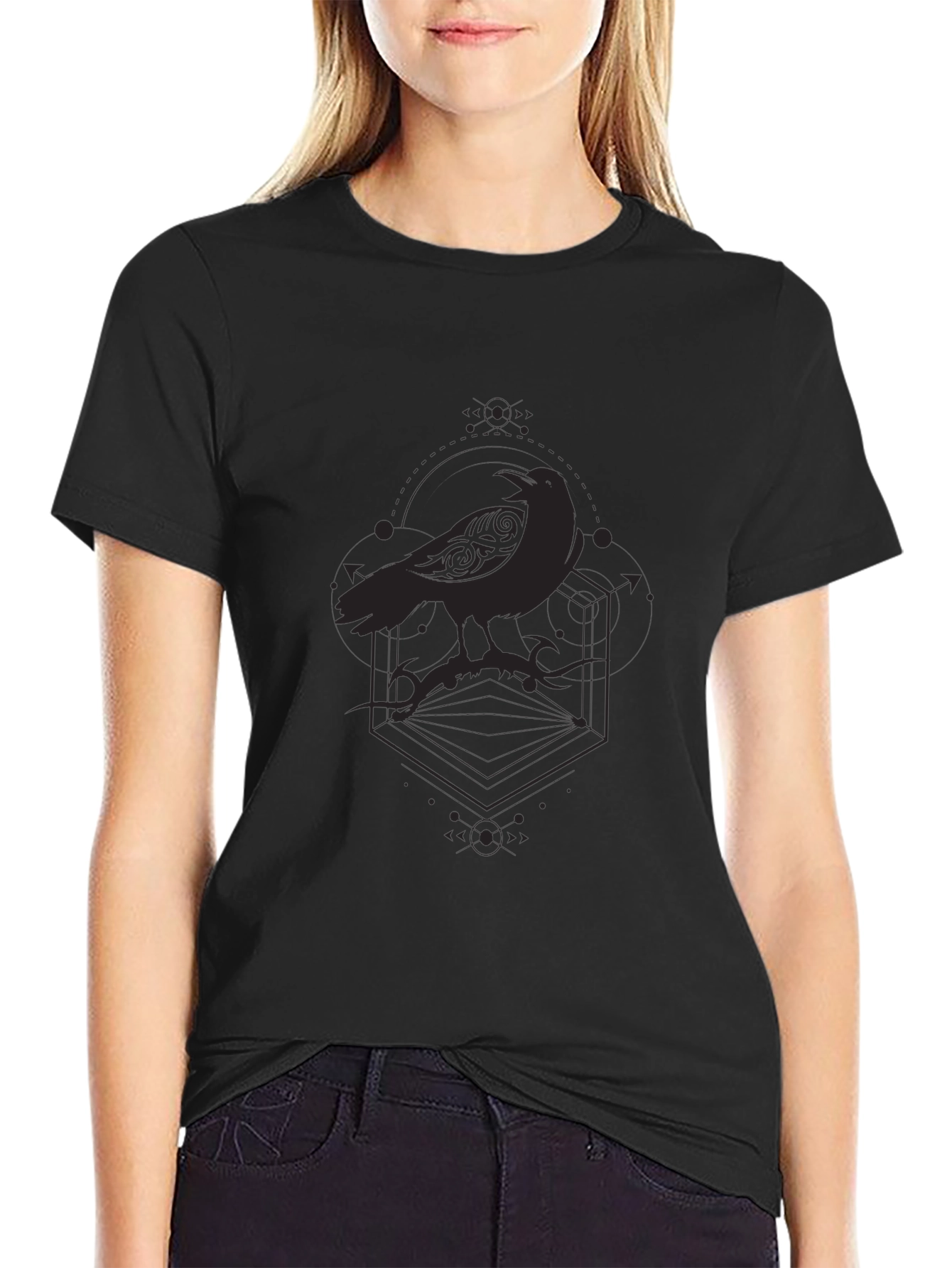 Raven Graphic T-Shirt - Gothic Style Crow Tee