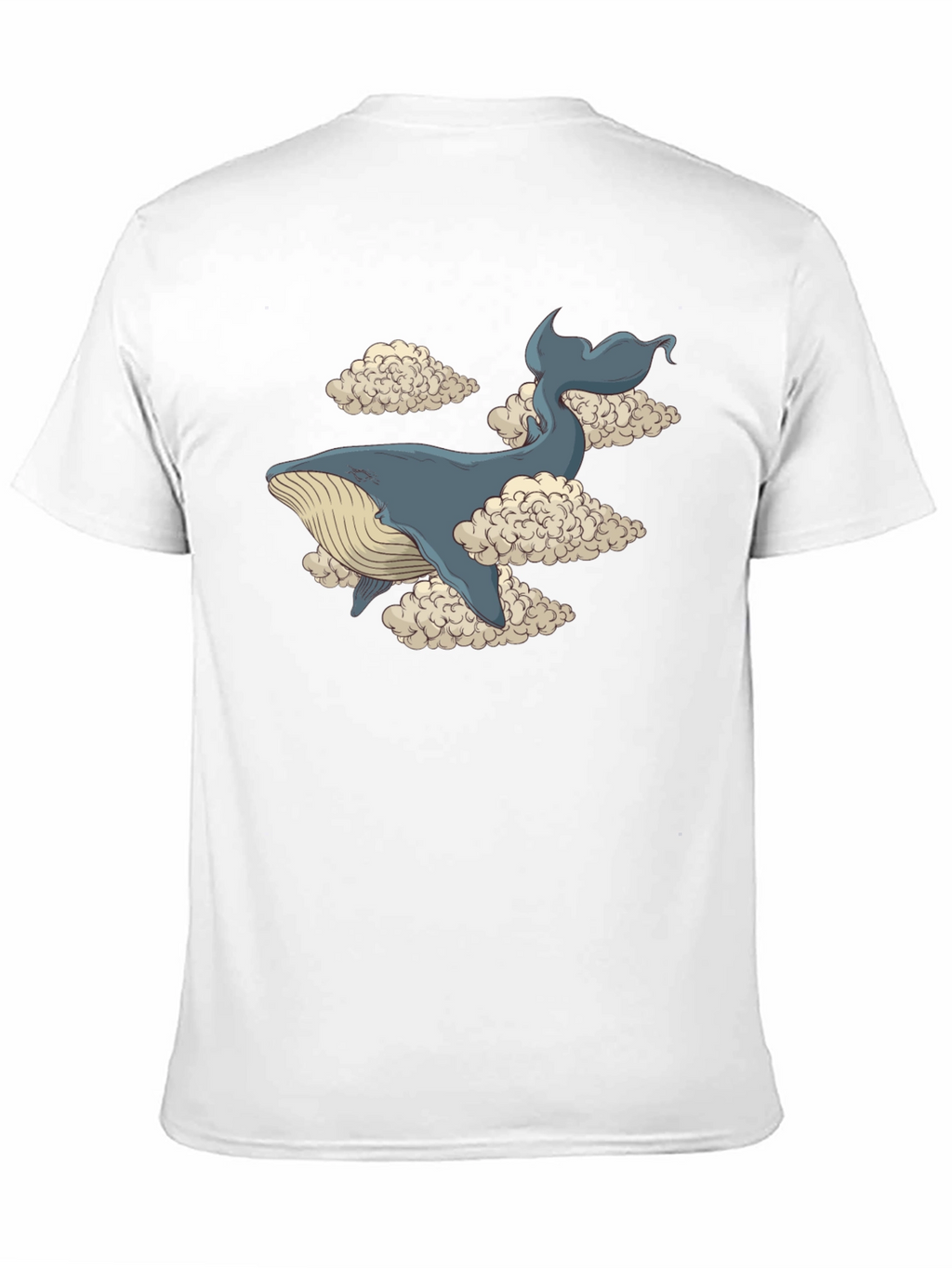 Whale in Clouds Graphic Tee - Black Cotton T-Shirt