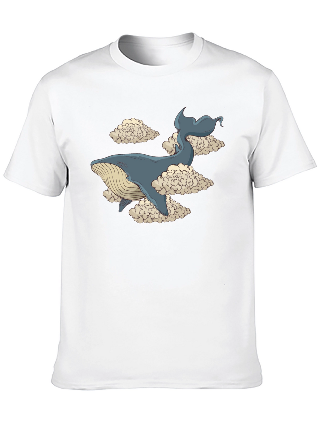 Whale in Clouds Graphic Tee - Black Cotton T-Shirt