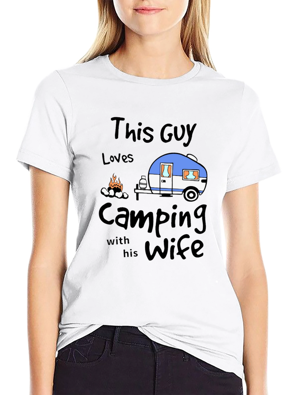 Camping with Wife Black T-Shirt