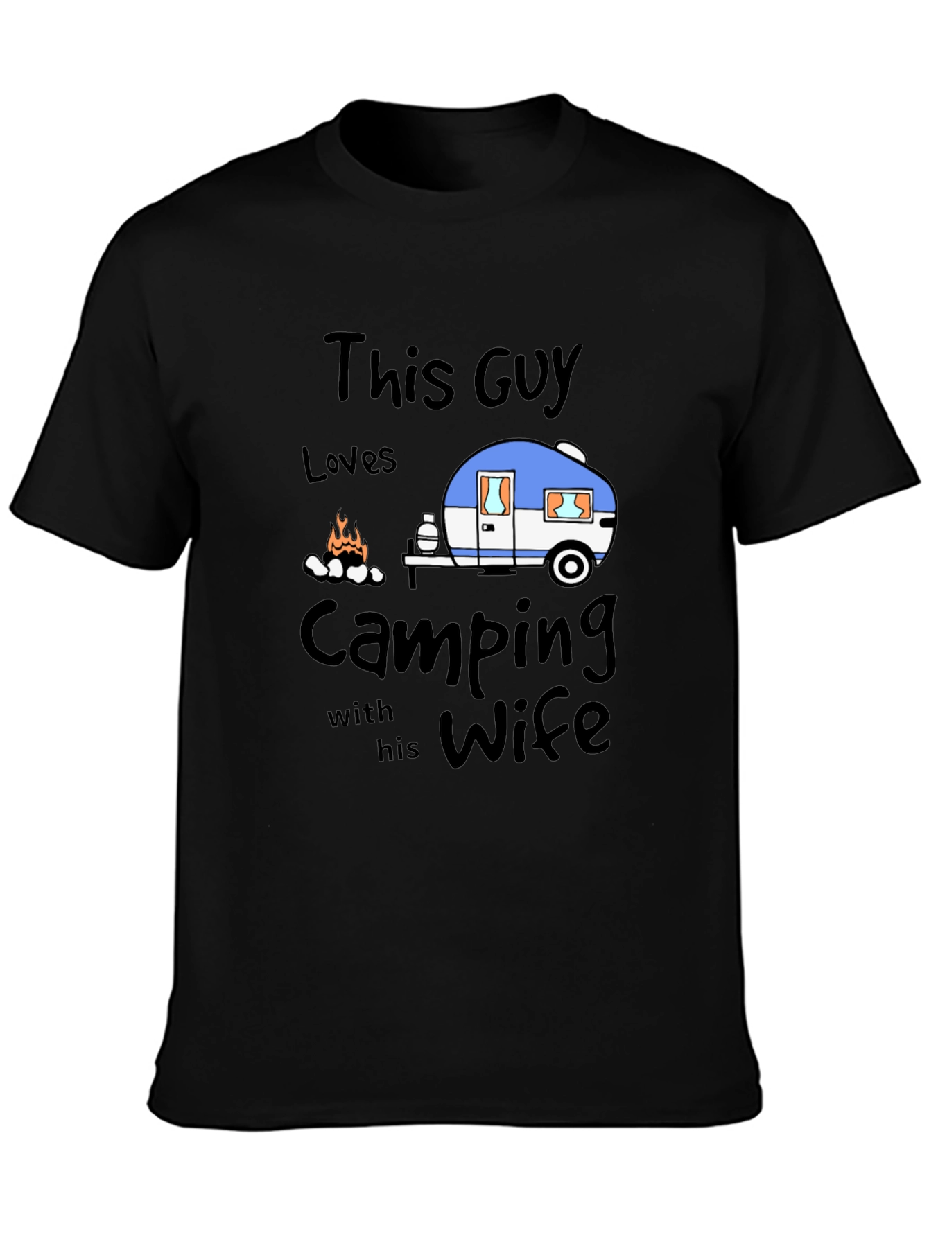 Camping with Wife Black T-Shirt
